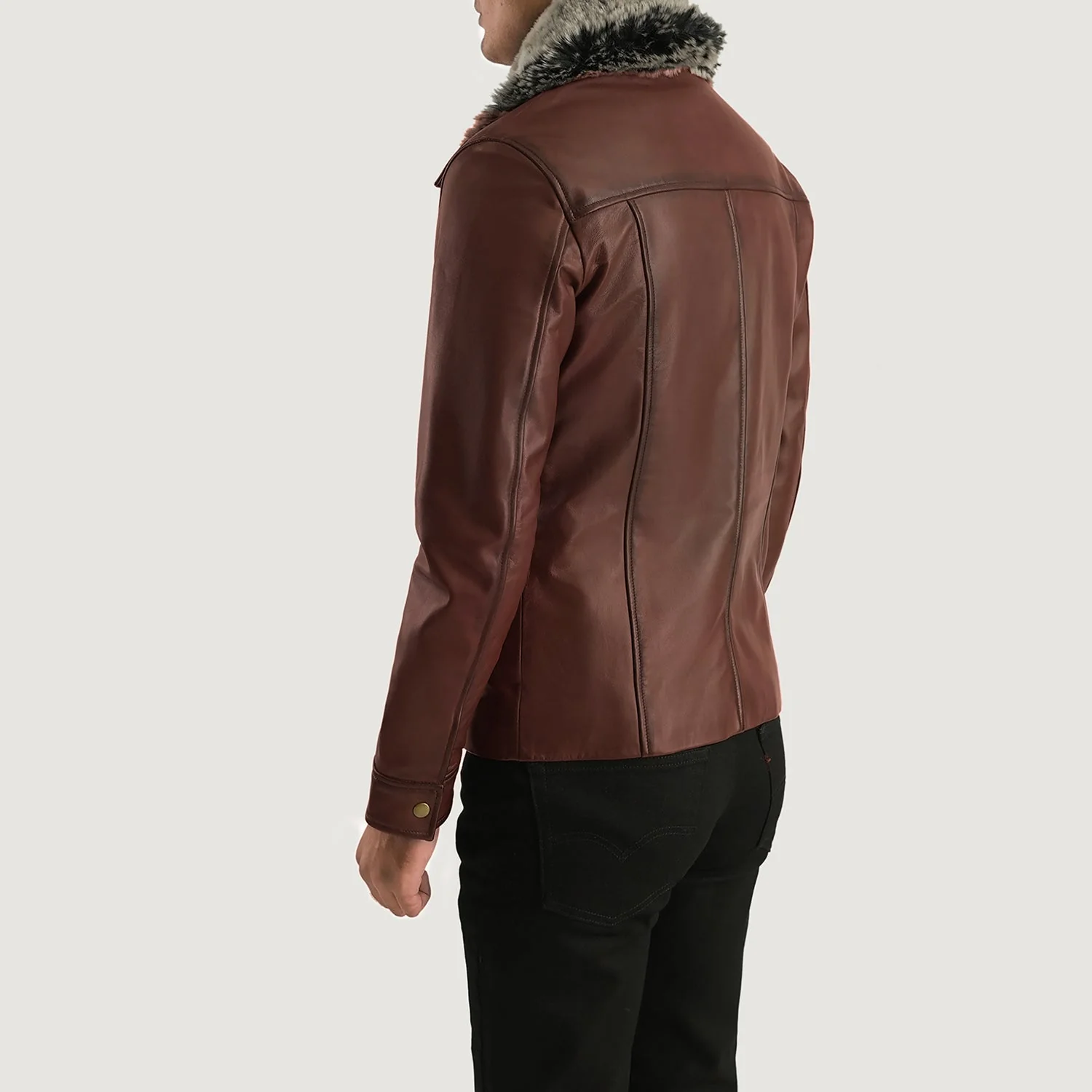 Evan Hart Brown Men Fur Leather Jacket