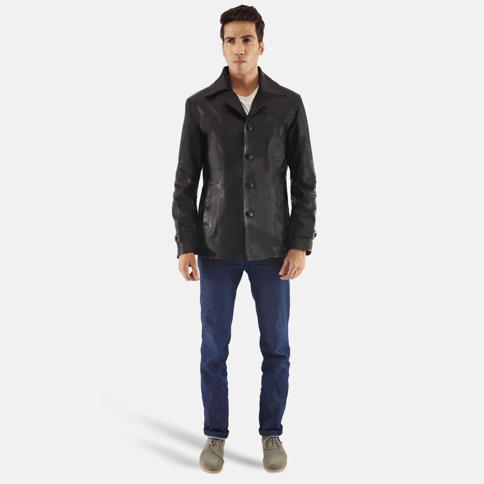 Leo Men’s Black Leather Blazer | Sleek, Bold & Timeless Elegance