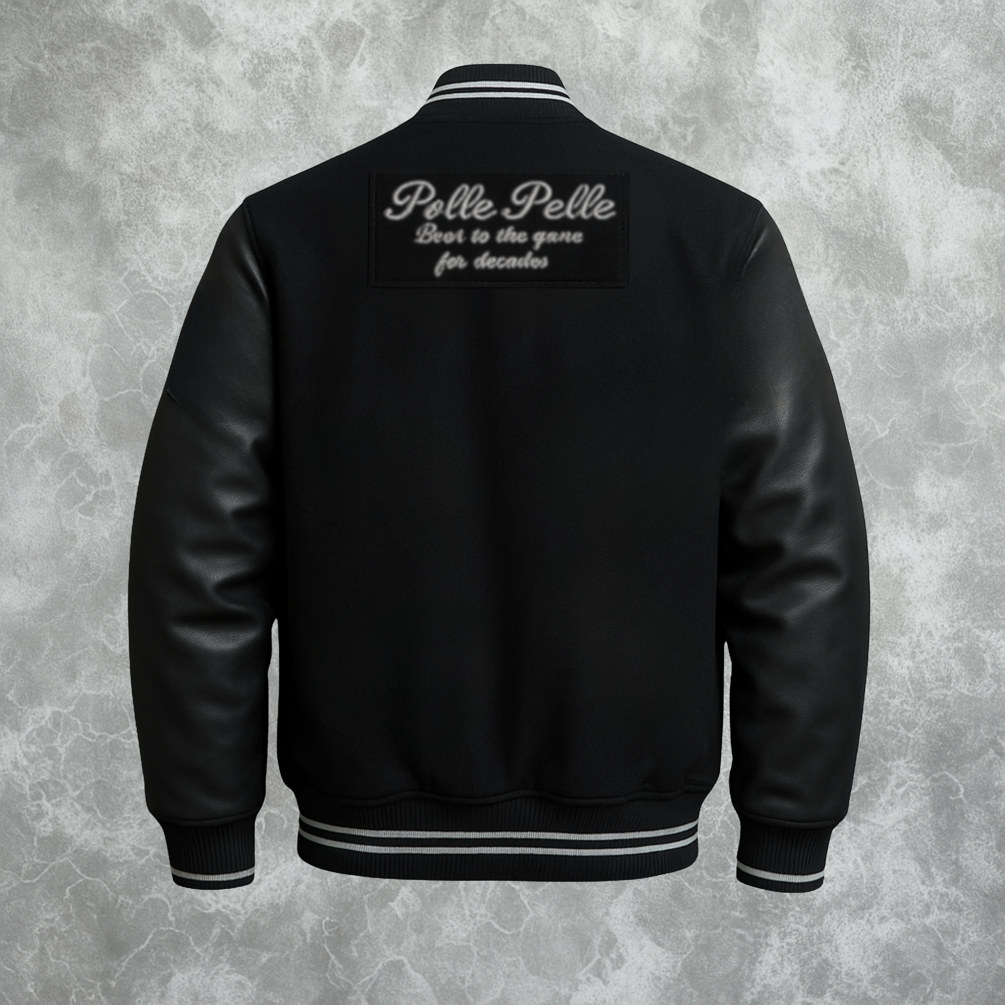 Black Pelle Pelle World Famous Inspired Varsity Jacket For Men