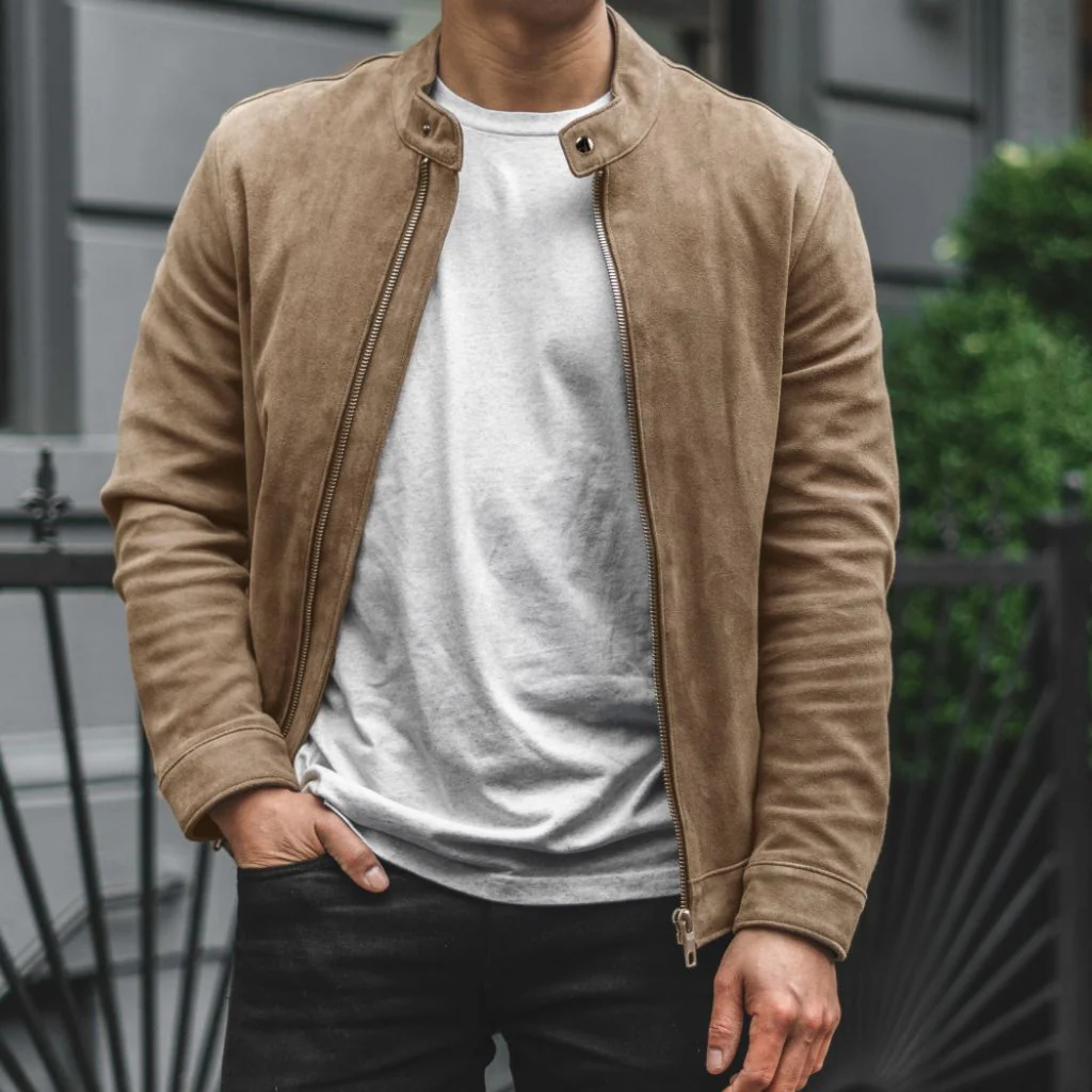 Men’s Suede Leather Racer Jacket | Premium, Sleek & Timelessly Crafted