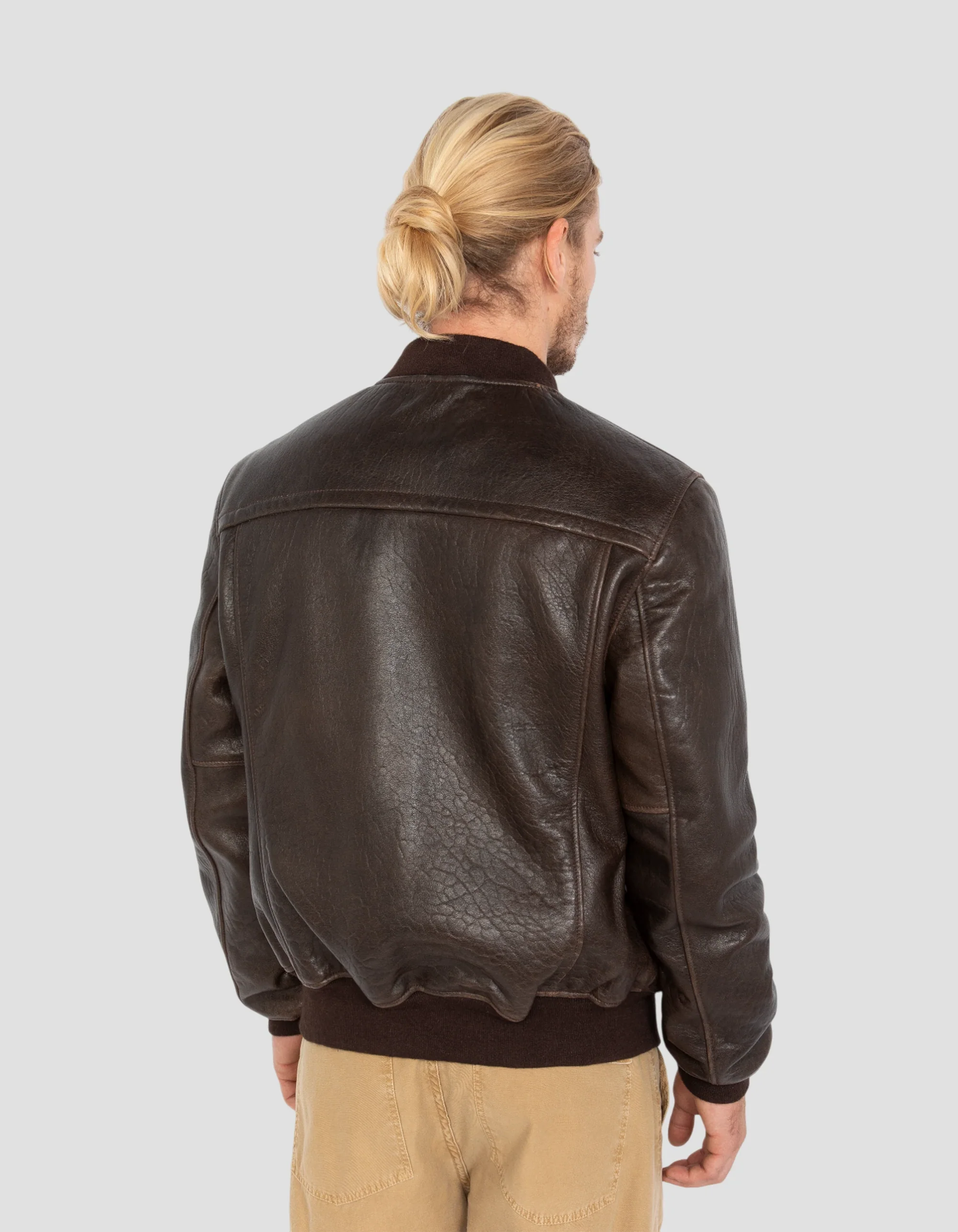 Luxurious Vintage Brown Lamb Leather Casual Jacket