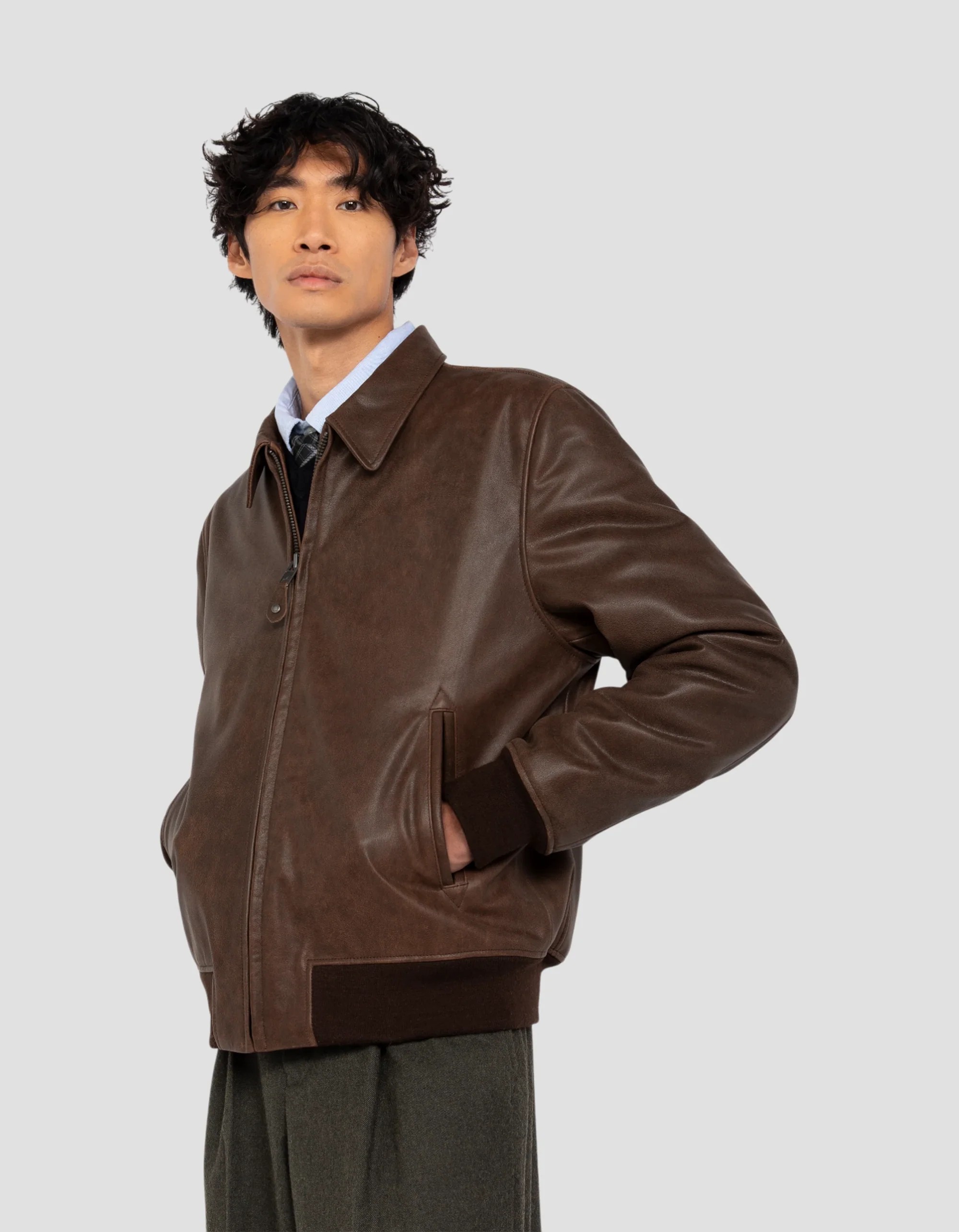 Timeless Vintage Brown Goat Leather Casual Jacket
