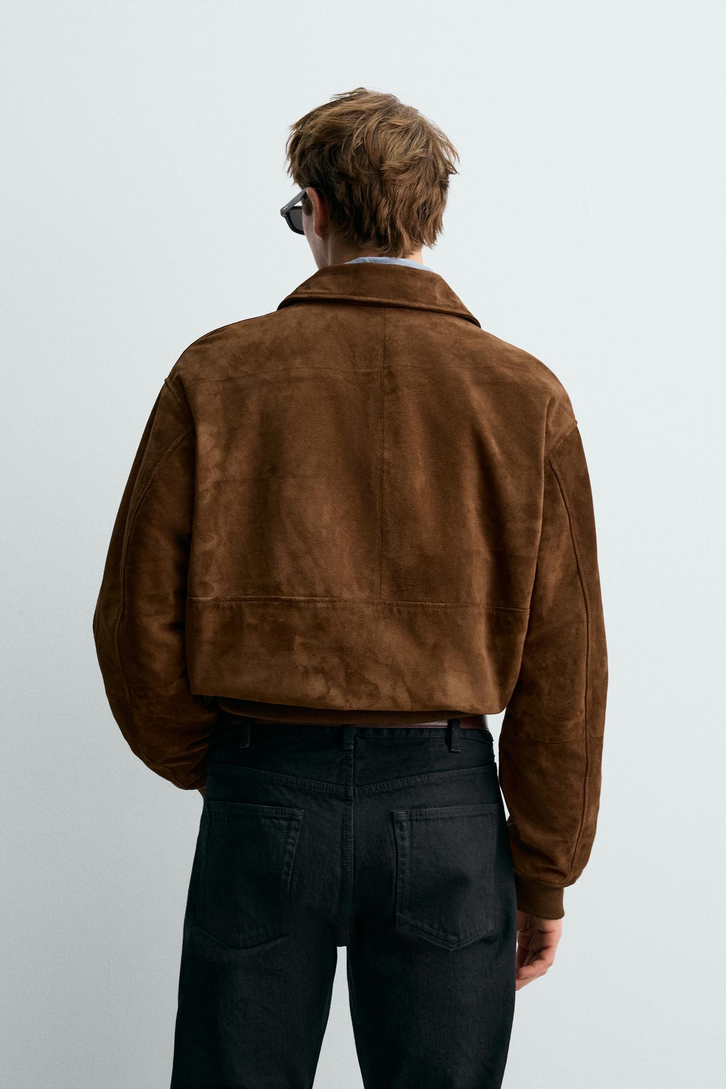 Men’s Cropped Suede Leather Jacket | Modern Fit, Bold & Refined