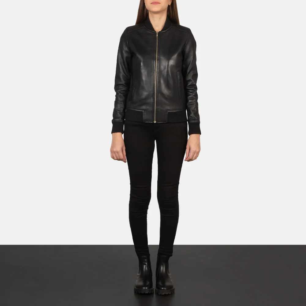 Bliss Ultimate Black Women Leather Bomber Jacket