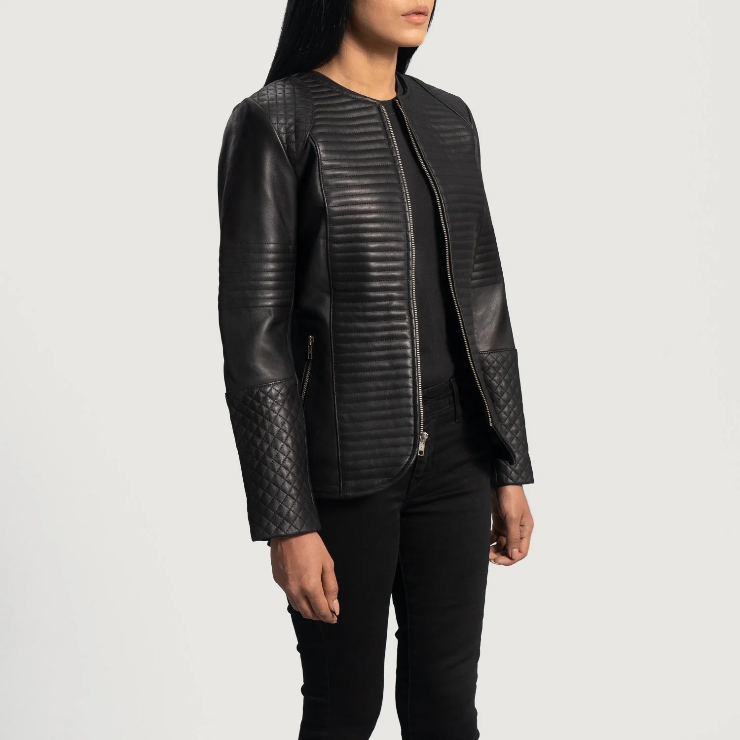 Timless Quilted Black Women Leather Jacket