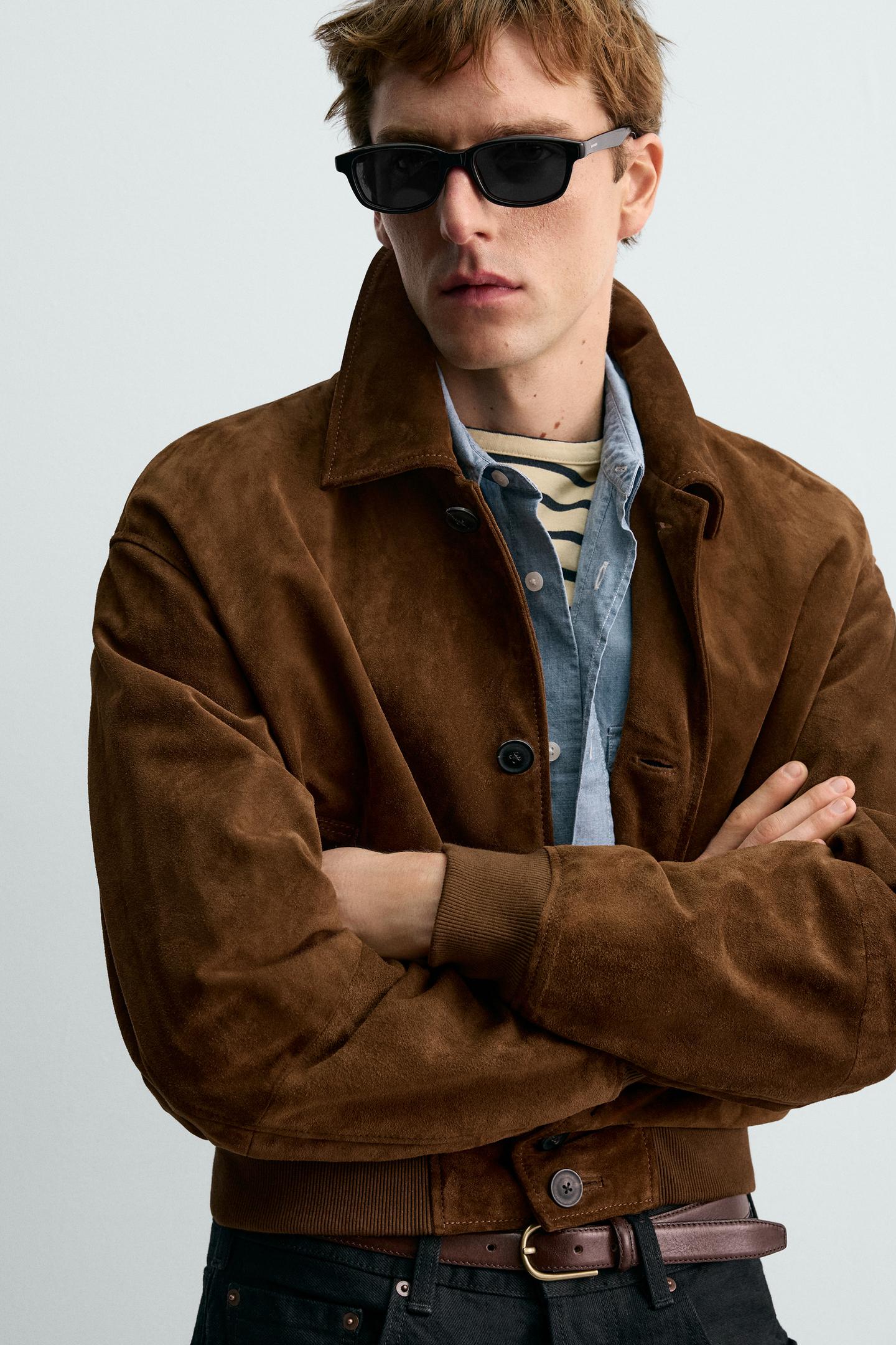 Men’s Cropped Suede Leather Jacket | Modern Fit, Bold & Refined