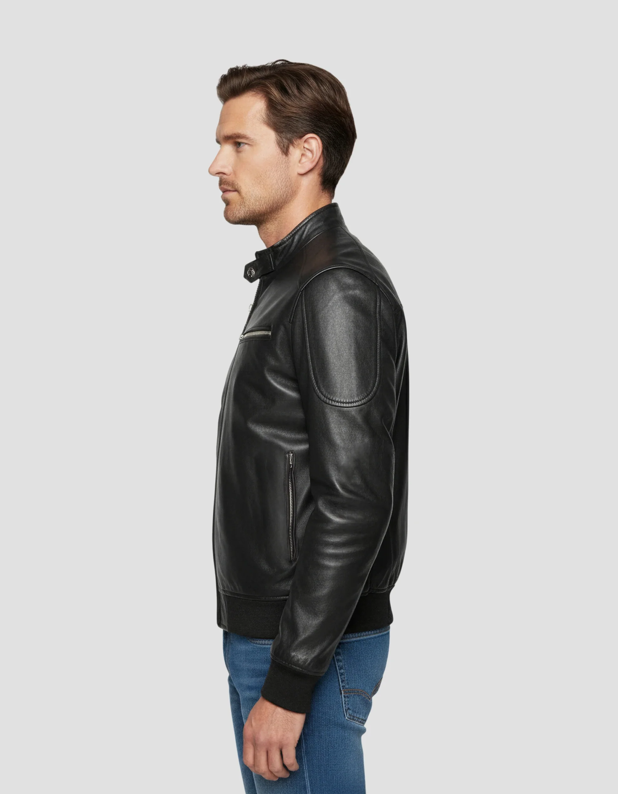 Multipoche Black Lamb Leather Biker Jacket