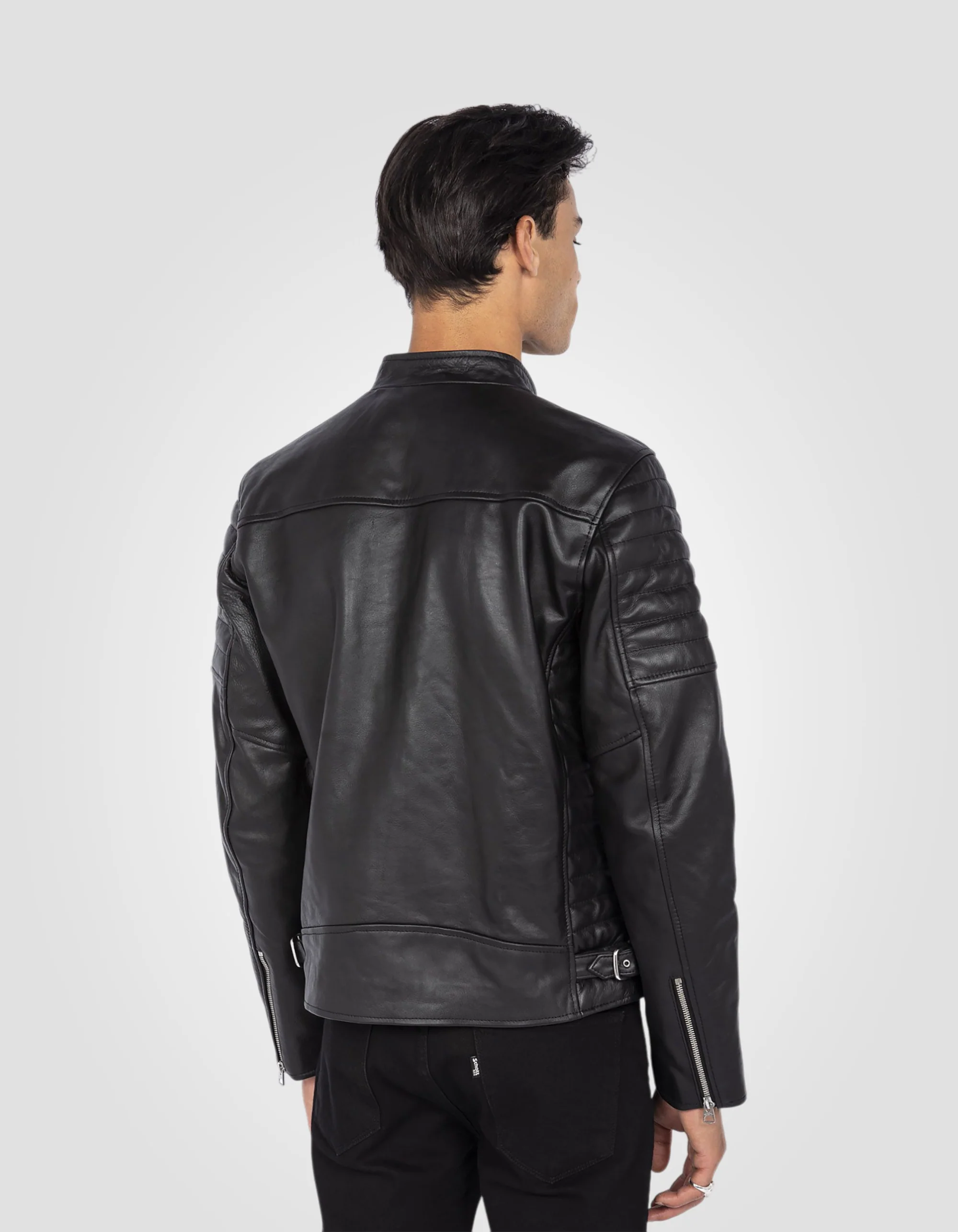 Timeless Style Black Cowhide Reinforced Biker Jacket