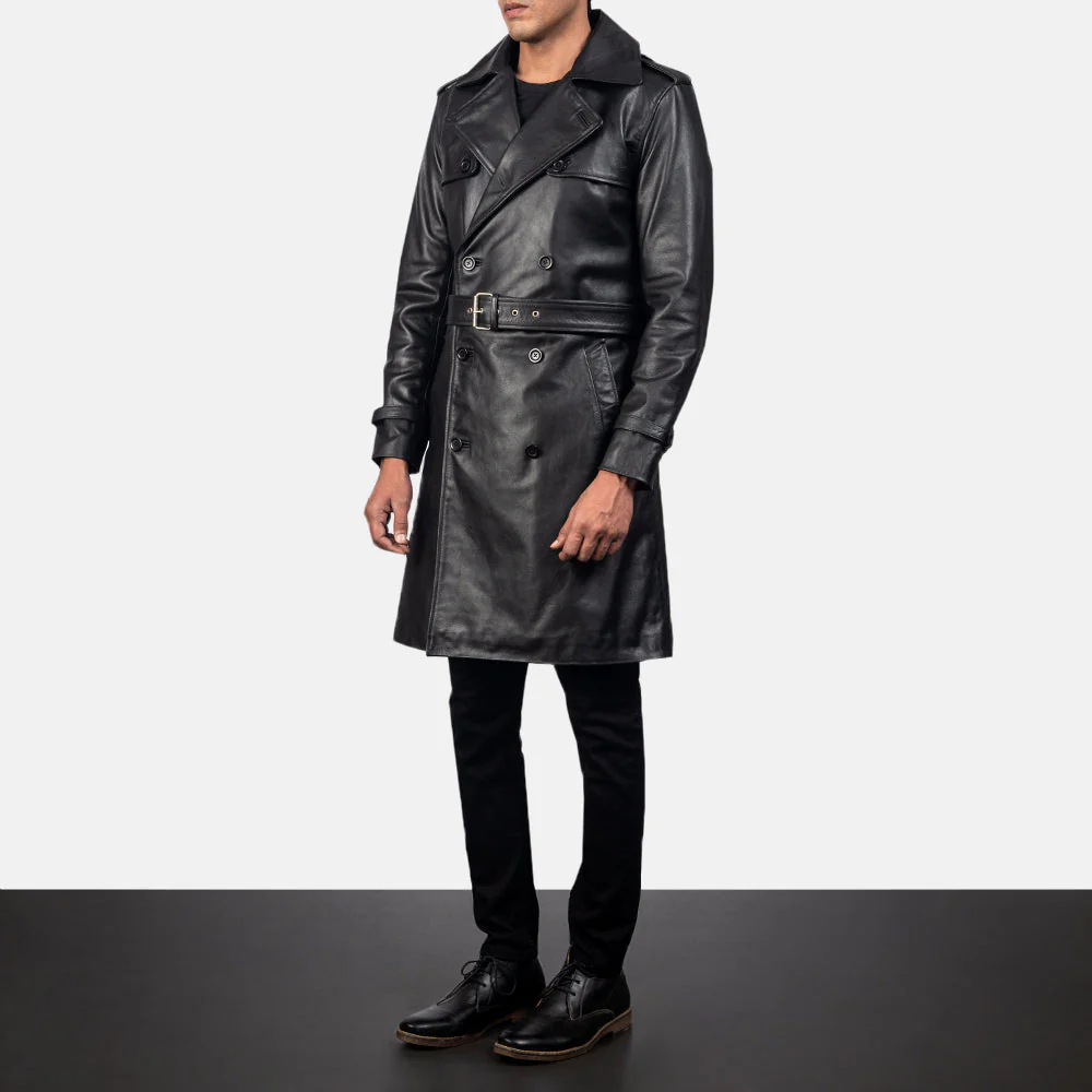 Men’s Black Leather Duster Coat | Bold, Classic & Timeless Appeal