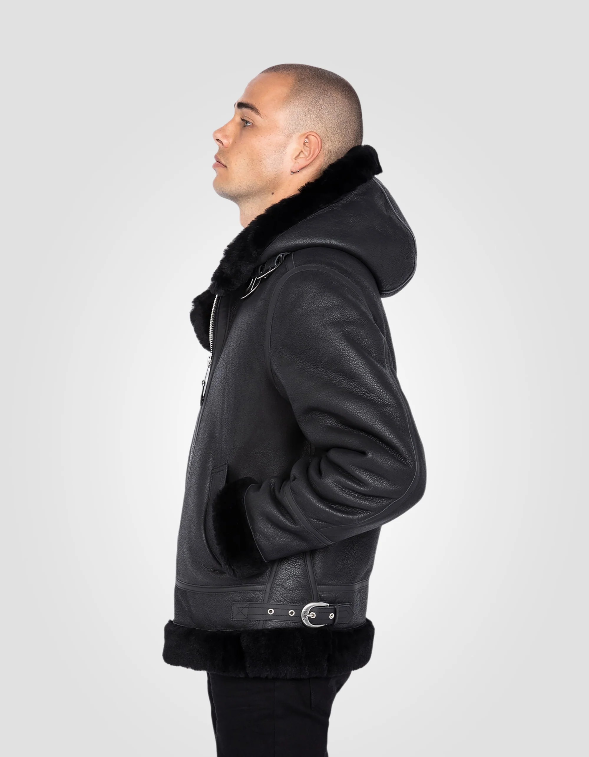 Timeless Black Shearling Hooded Jacket