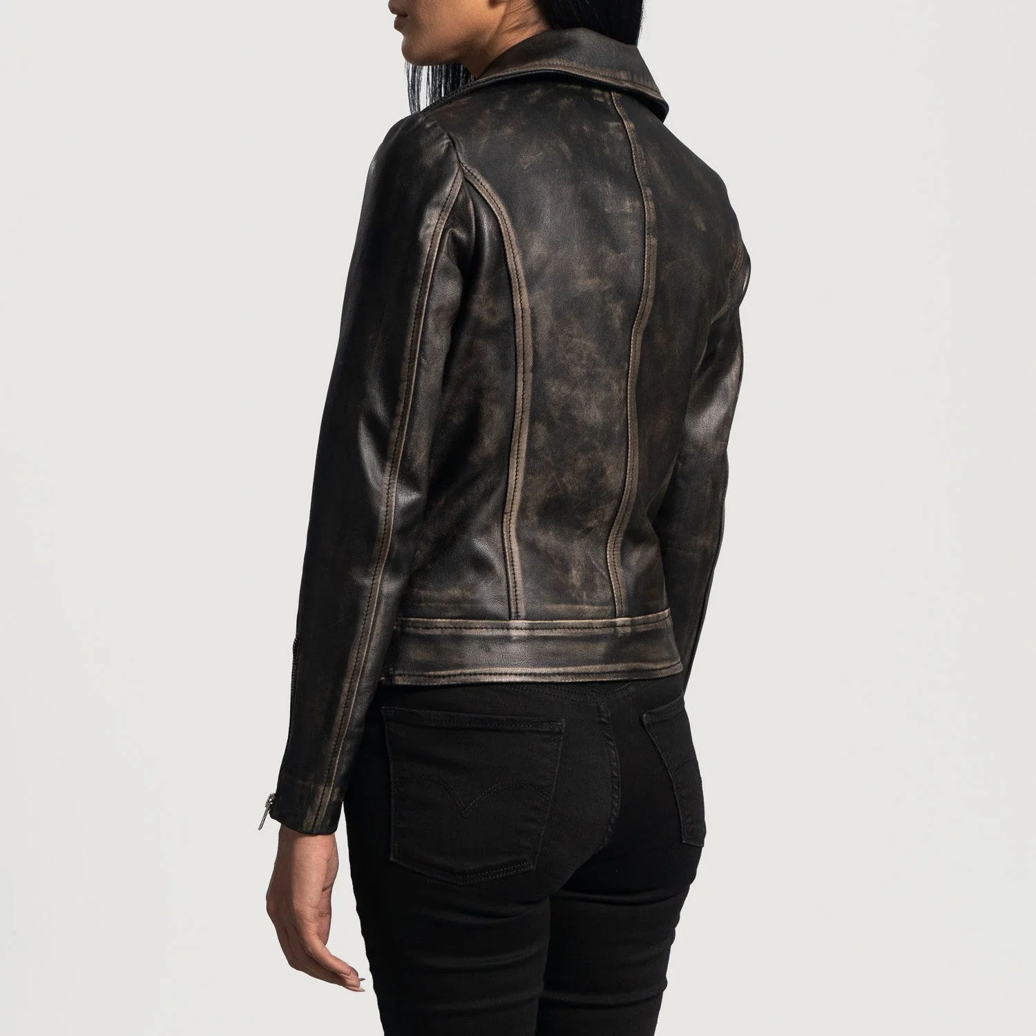 Rumy Supreme Distressed Brown Women Leather Biker Jacket