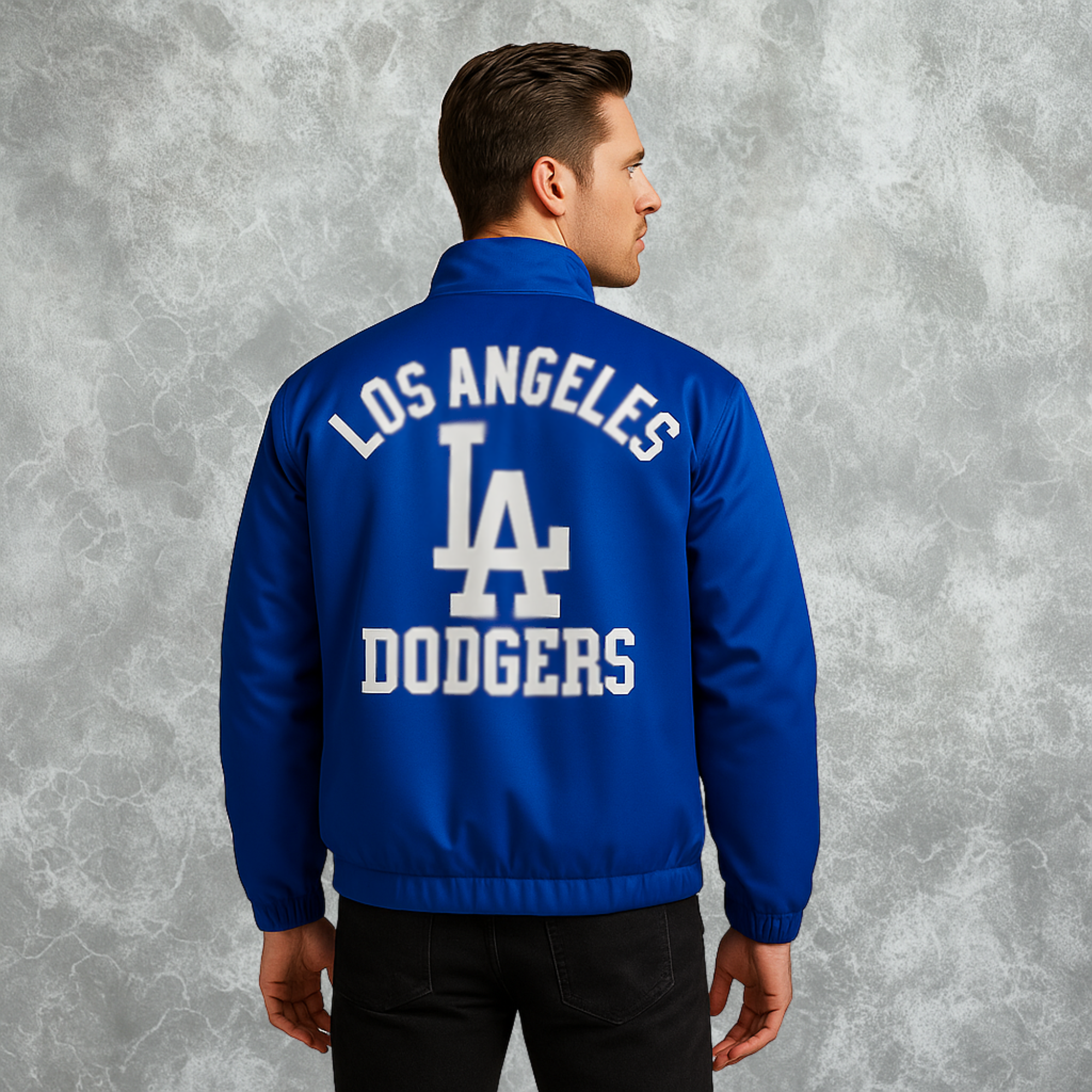 LA Dodgers Inspired Vintage Logo Royal Lightweight Satin Jacket For Men
