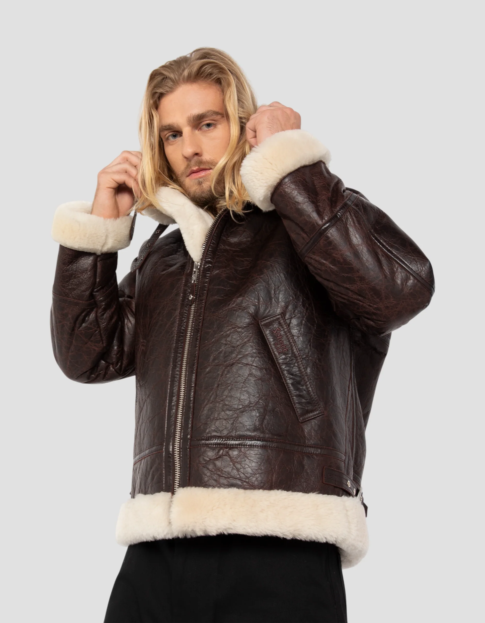 Brown B3 Bombardier Men’s Leather Jacket | Double-Sided Sheep Leather, Classic & Rugged