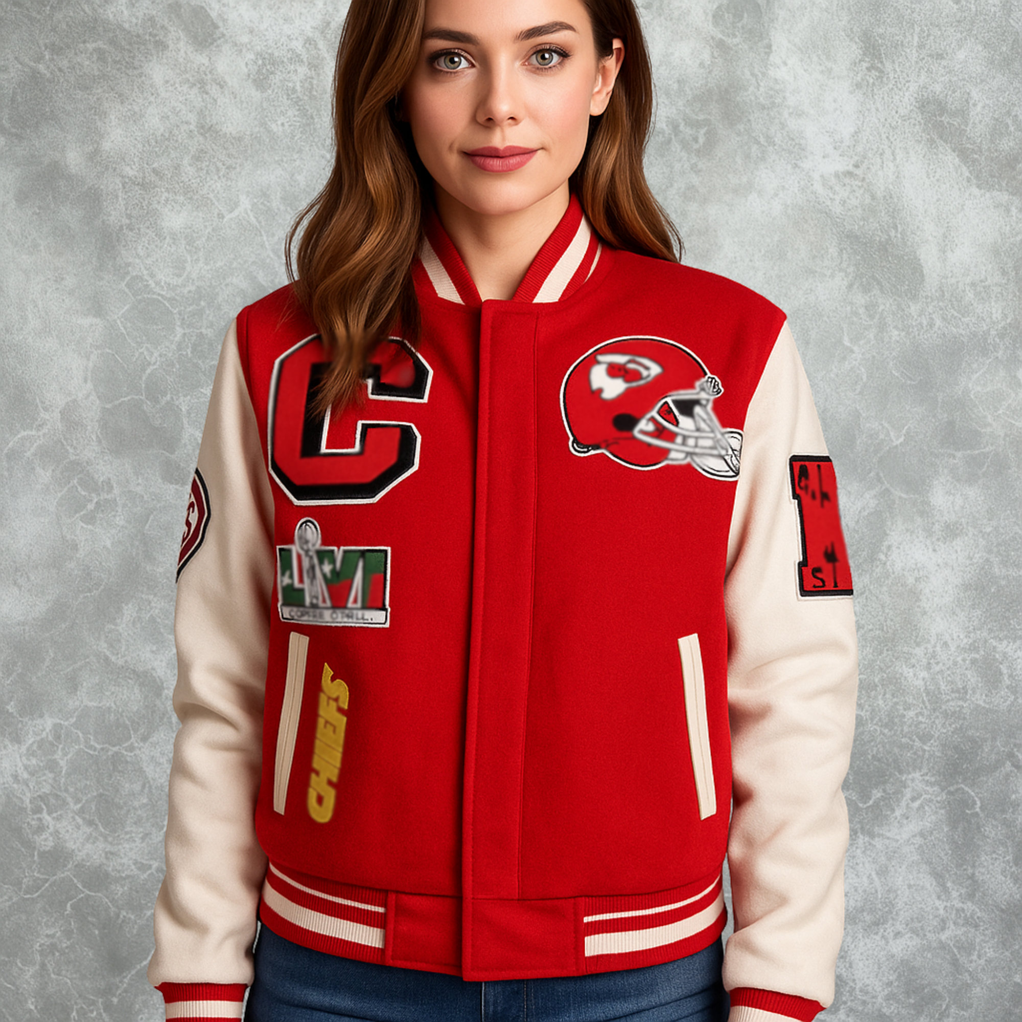 Kansas Inspired City Chiefs Thick Letterman Jacket For Women