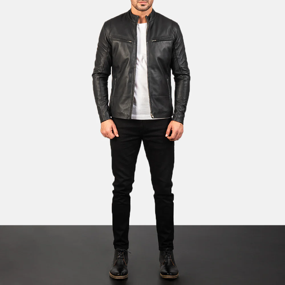 Ionic Ultimate Black Men Leather Jacket 