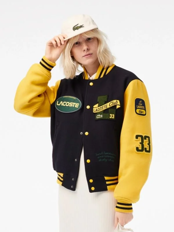 Lacoste Two-Tone Wool Bomber Jacket For Women