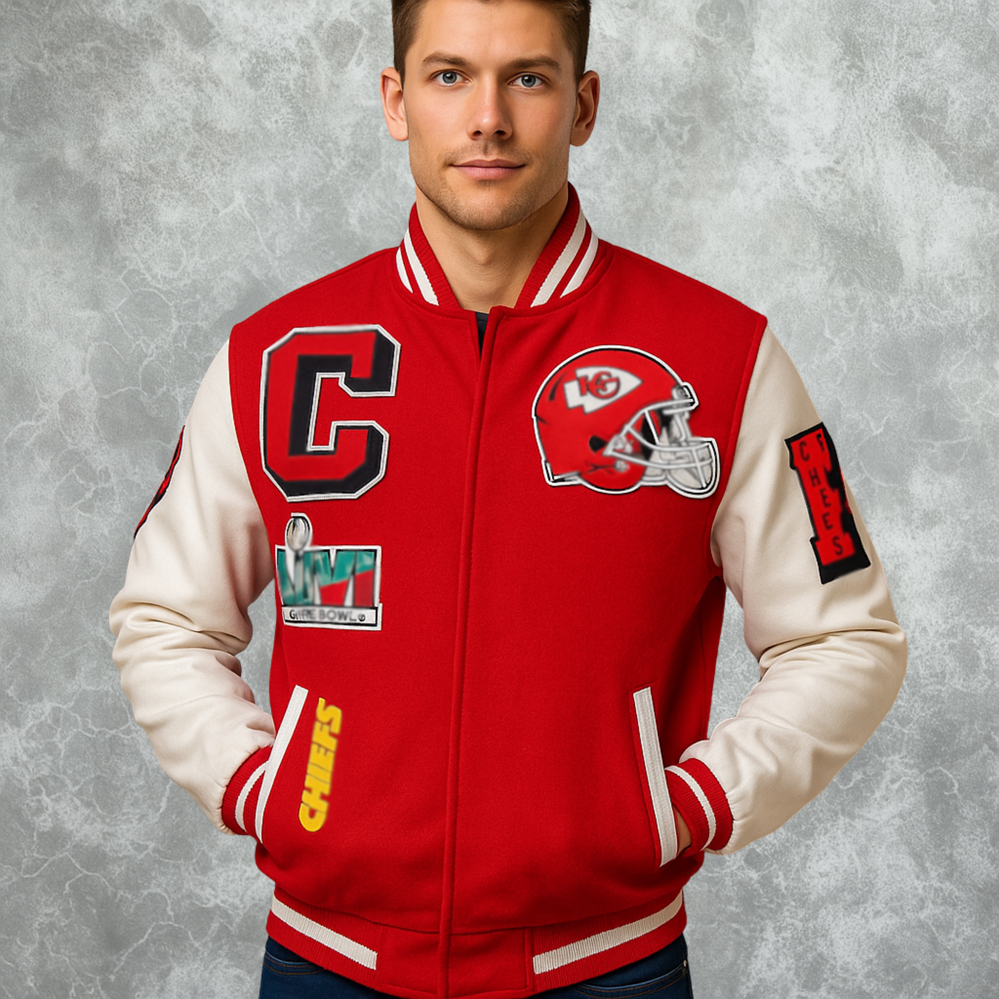 Kansas Inspired City Chiefs Thick Letterman Jacket For Men