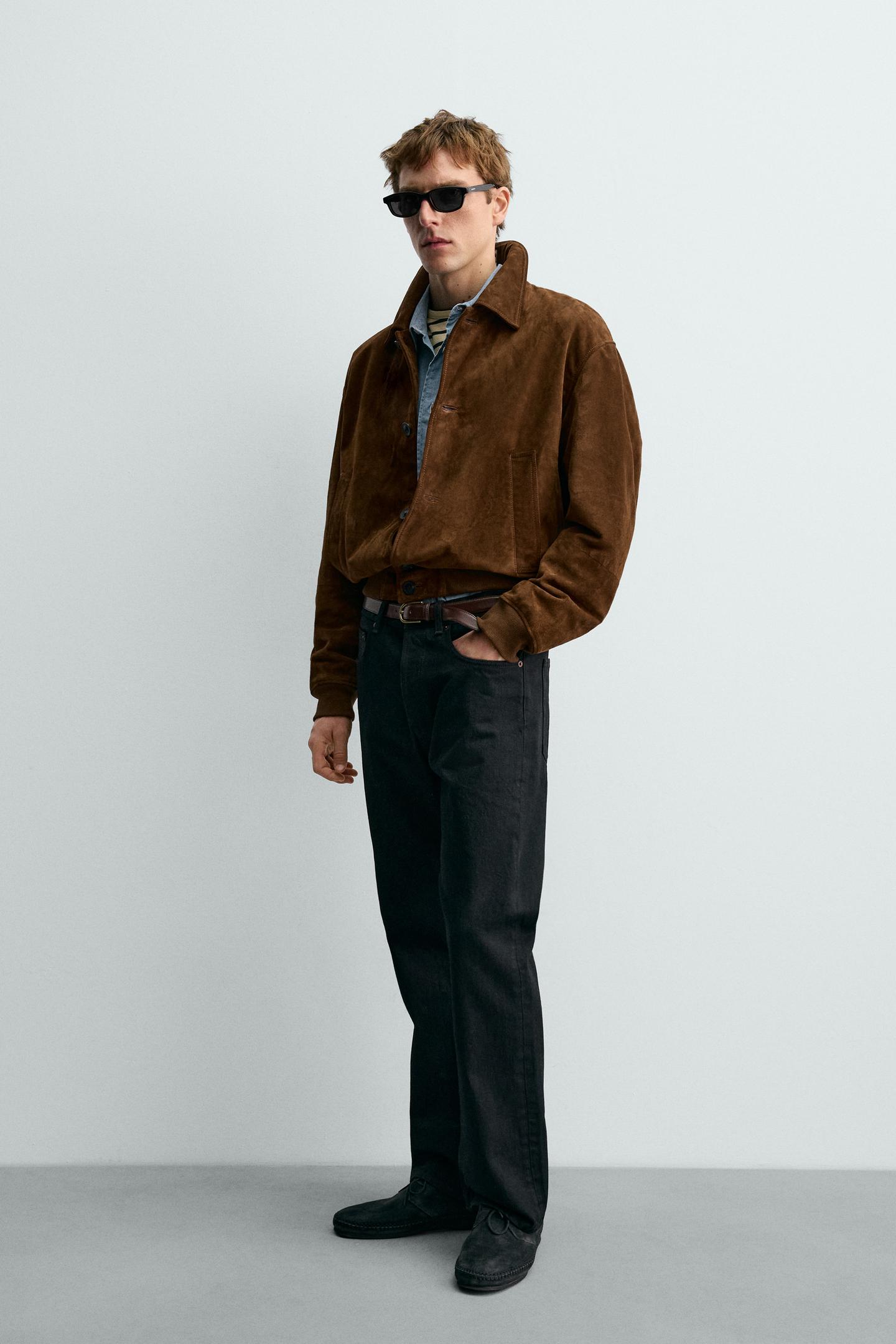 Men’s Cropped Suede Leather Jacket | Modern Fit, Bold & Refined