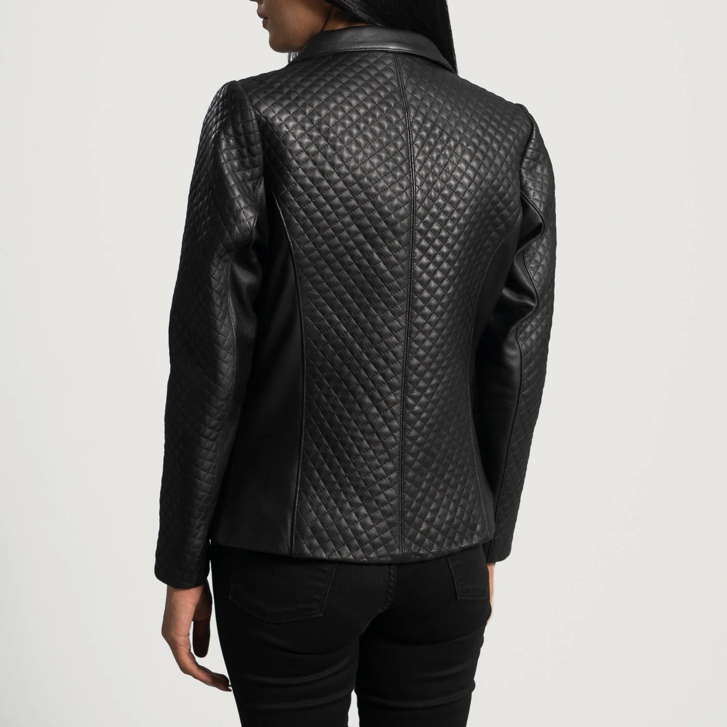 Cora Women’s Quilted Black Leather Blazer | Sleek, Stylish & Modern Elegance