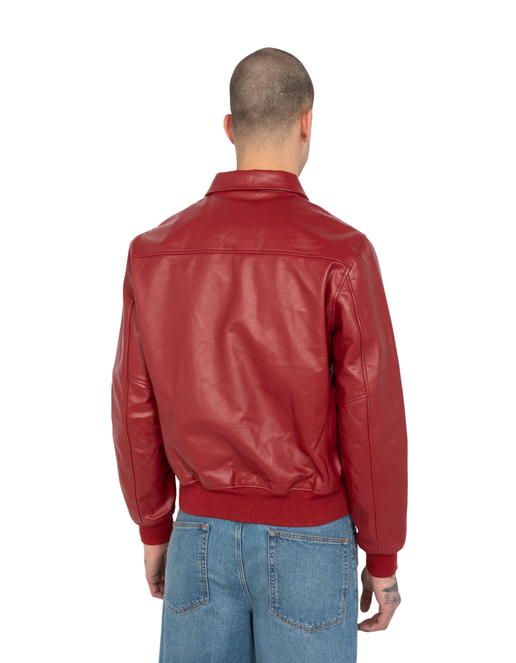 Light Red Cowhide Casual Leather Jacket