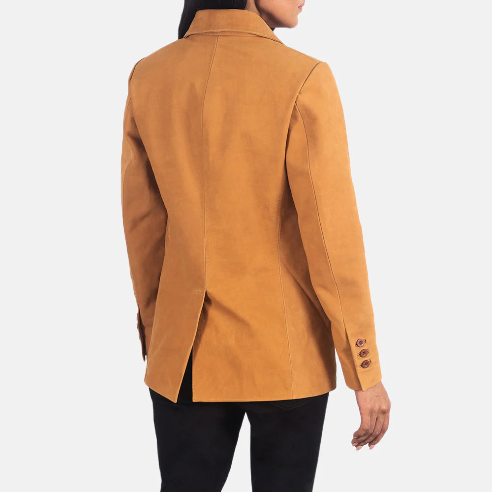Women’s Brown Nubuck Leather Blazer | Sleek, Luxe & Timeless
