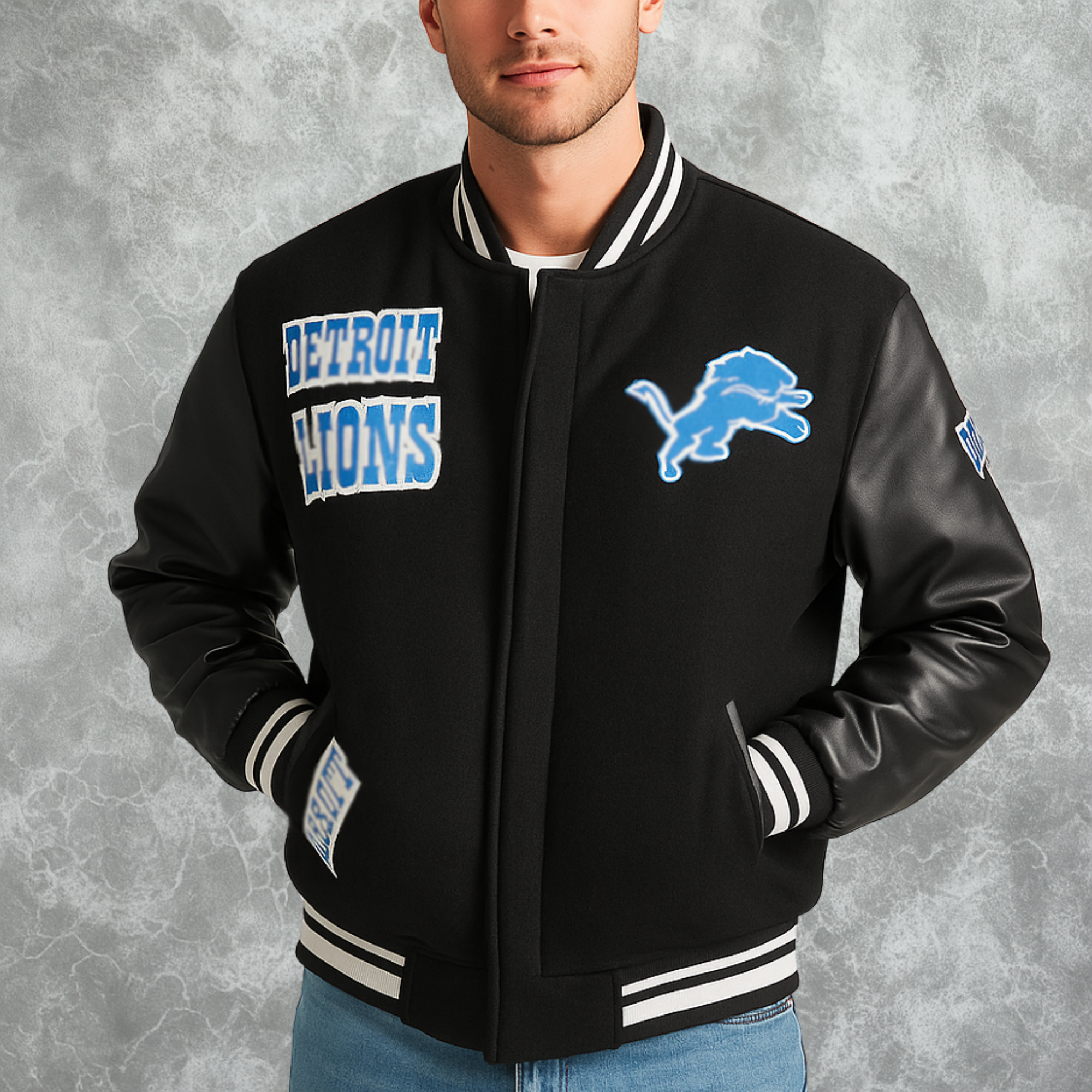 Detroit Lions Letterman Varsity Jacket For Men