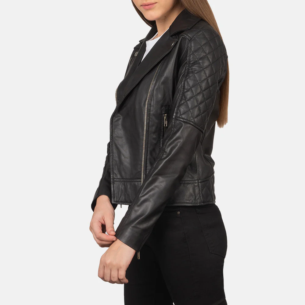 Carolyn Quilted Goatskin Biker Jacket