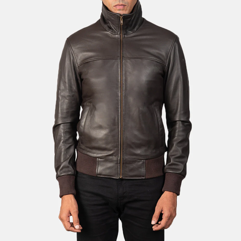 Air Rolf Ultimate Brown Men Leather Bomber Jacket