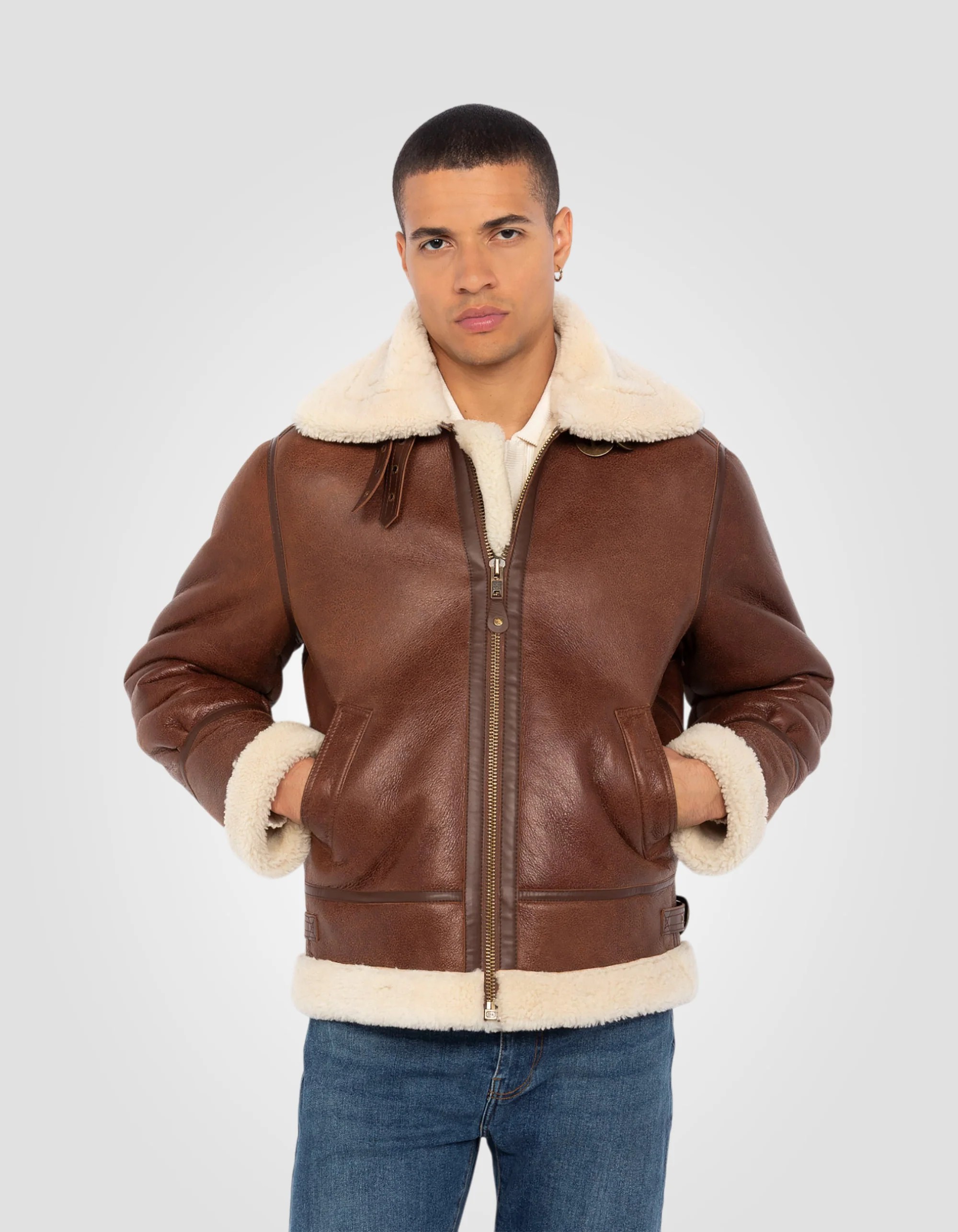 Timeless B-3 MOKA Sheepskin Bomber Jacket