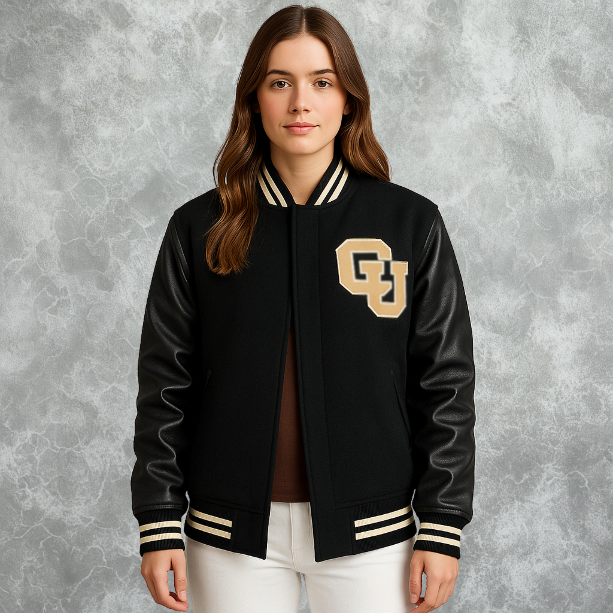 Colorado Buffaloes Inspired Letterman Varsity Jacket For Women