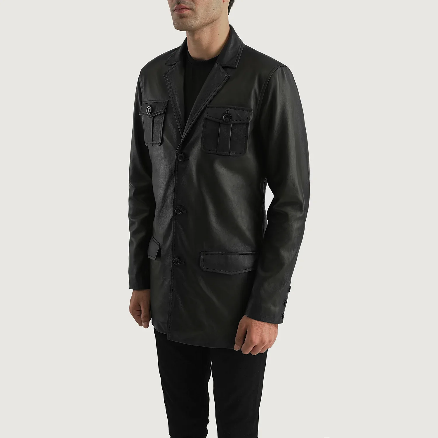 Men’s Black Leather Coat | Bold, Sophisticated & Timeless