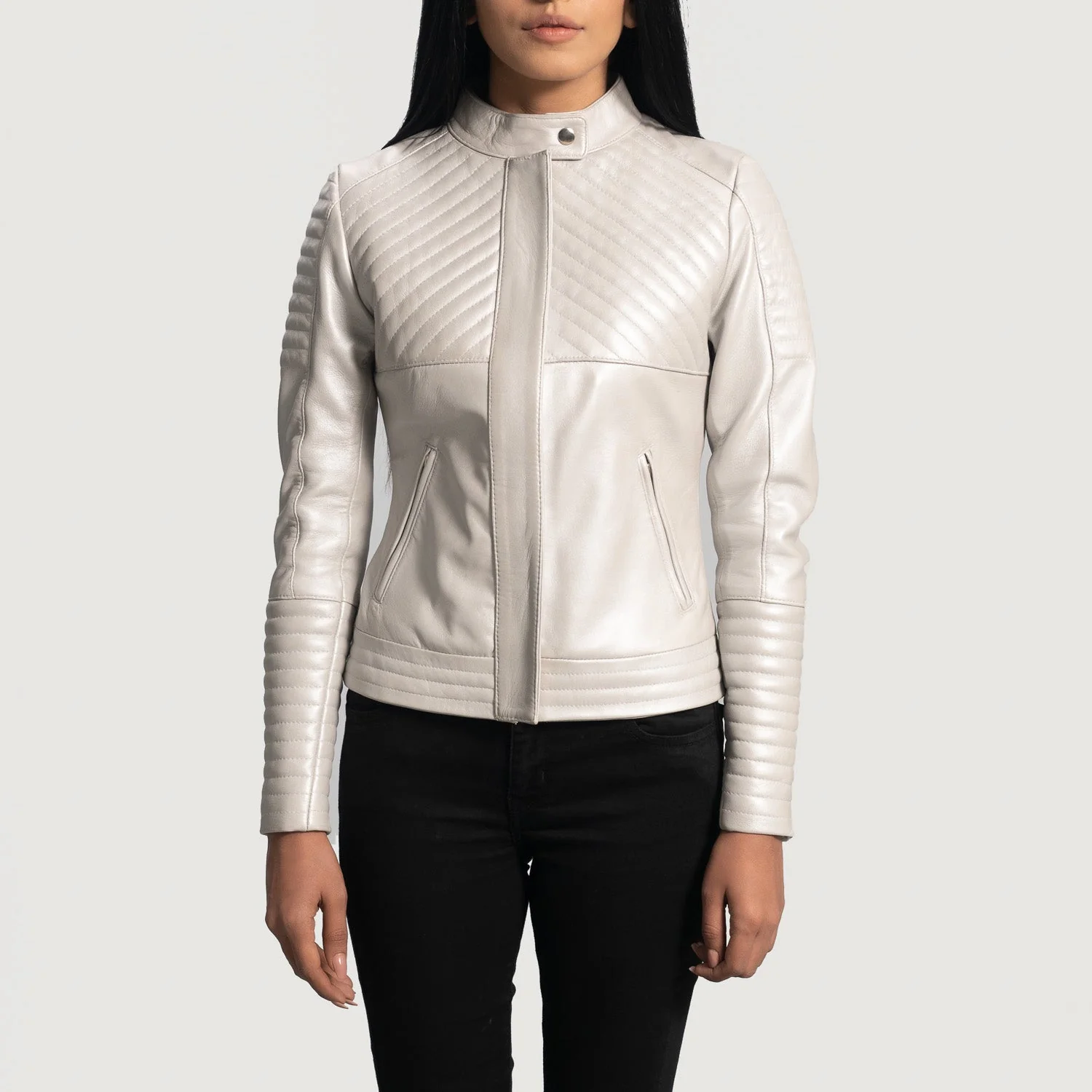Ice Maiden White Quilted Biker Jacket