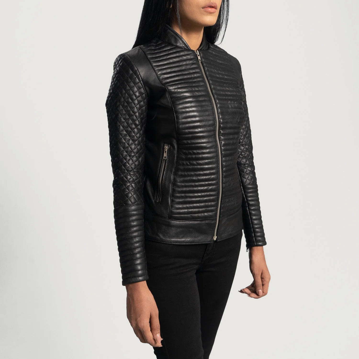 Timeless Cityscape Women’s Black Leather Biker Jacket