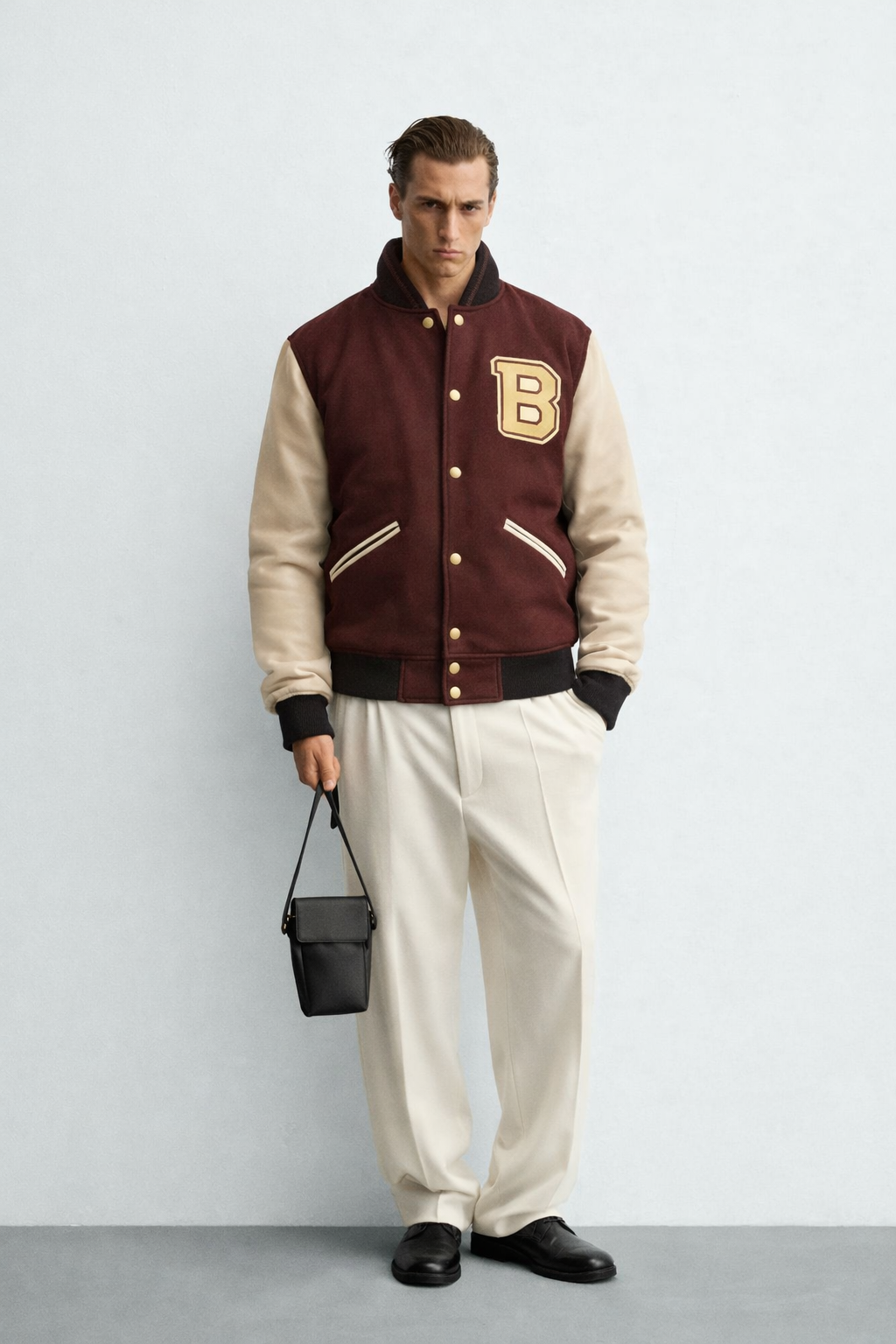 Men's B Logo Wool Varsity Jacket