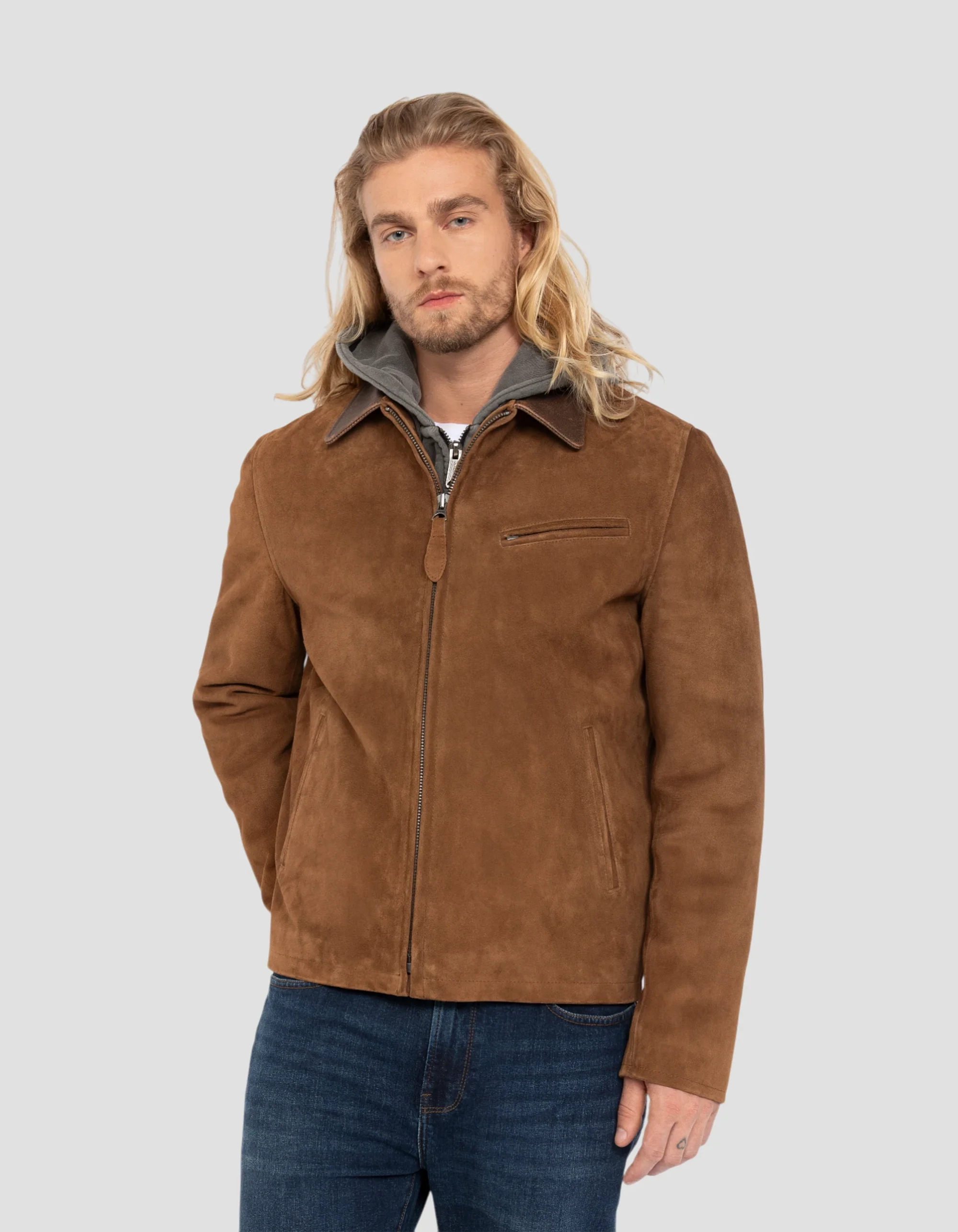 Velour Goat Suede Worker Jacket