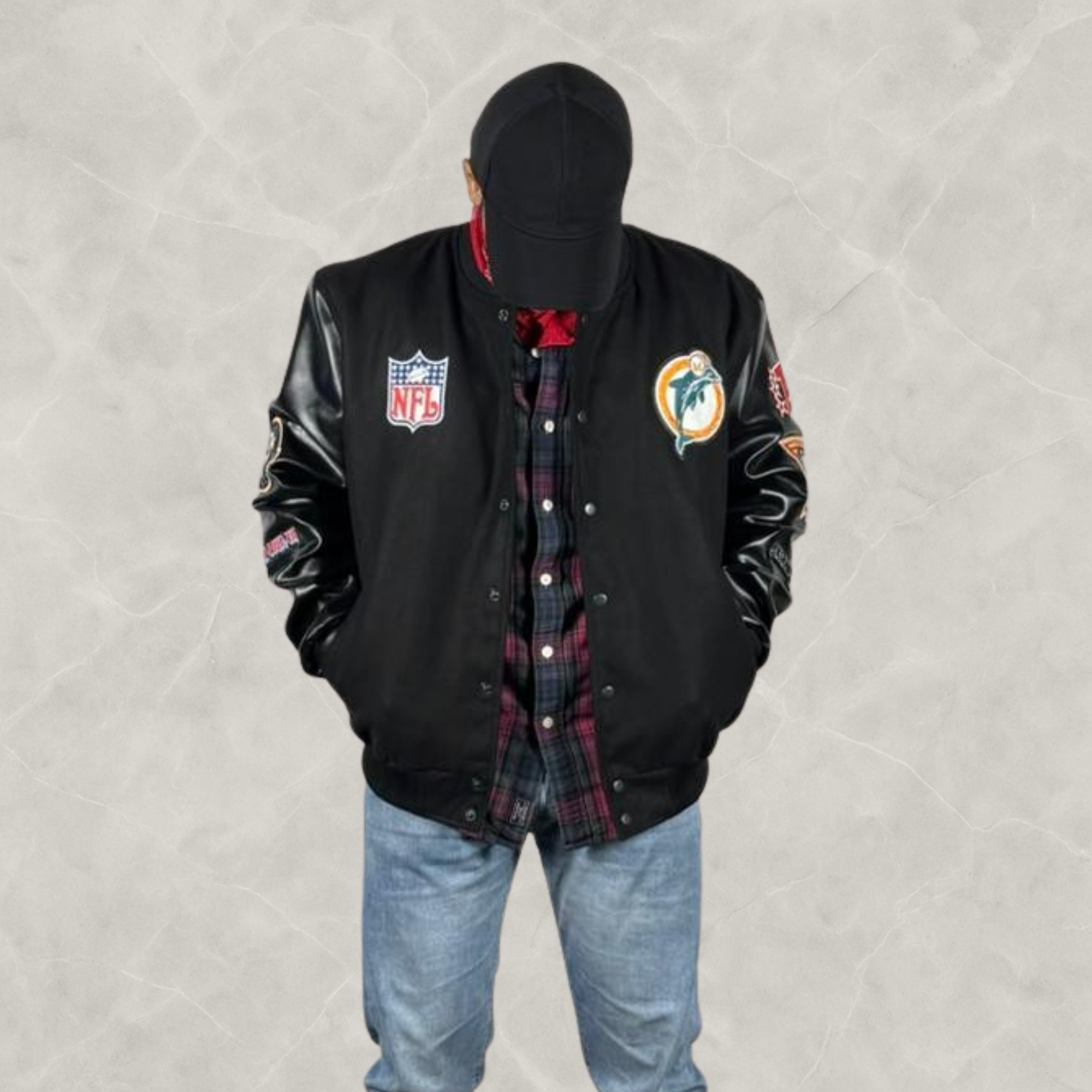 Miami Dolphins Blackout Varsity Jacket For Men