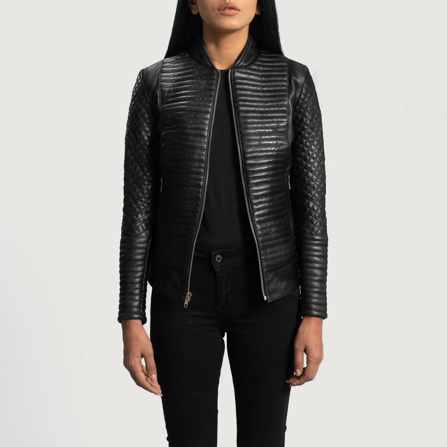 Timeless Cityscape Women’s Black Leather Biker Jacket