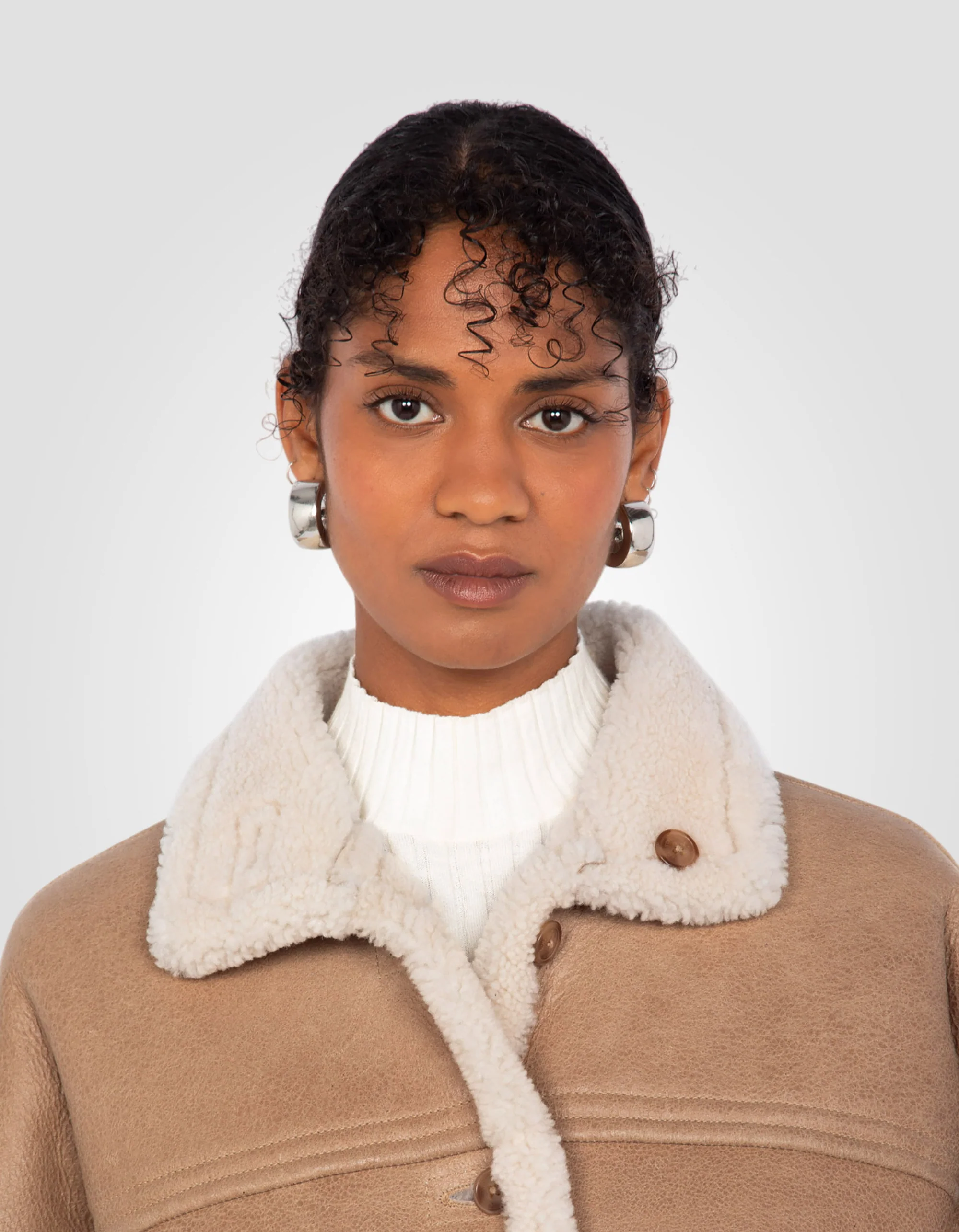 Sand Reversible Shearling Long Coat