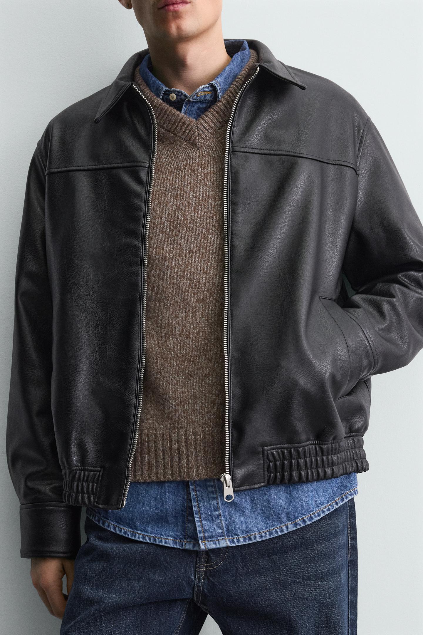 Classic Men’s Real Leather Bomber Jacket 