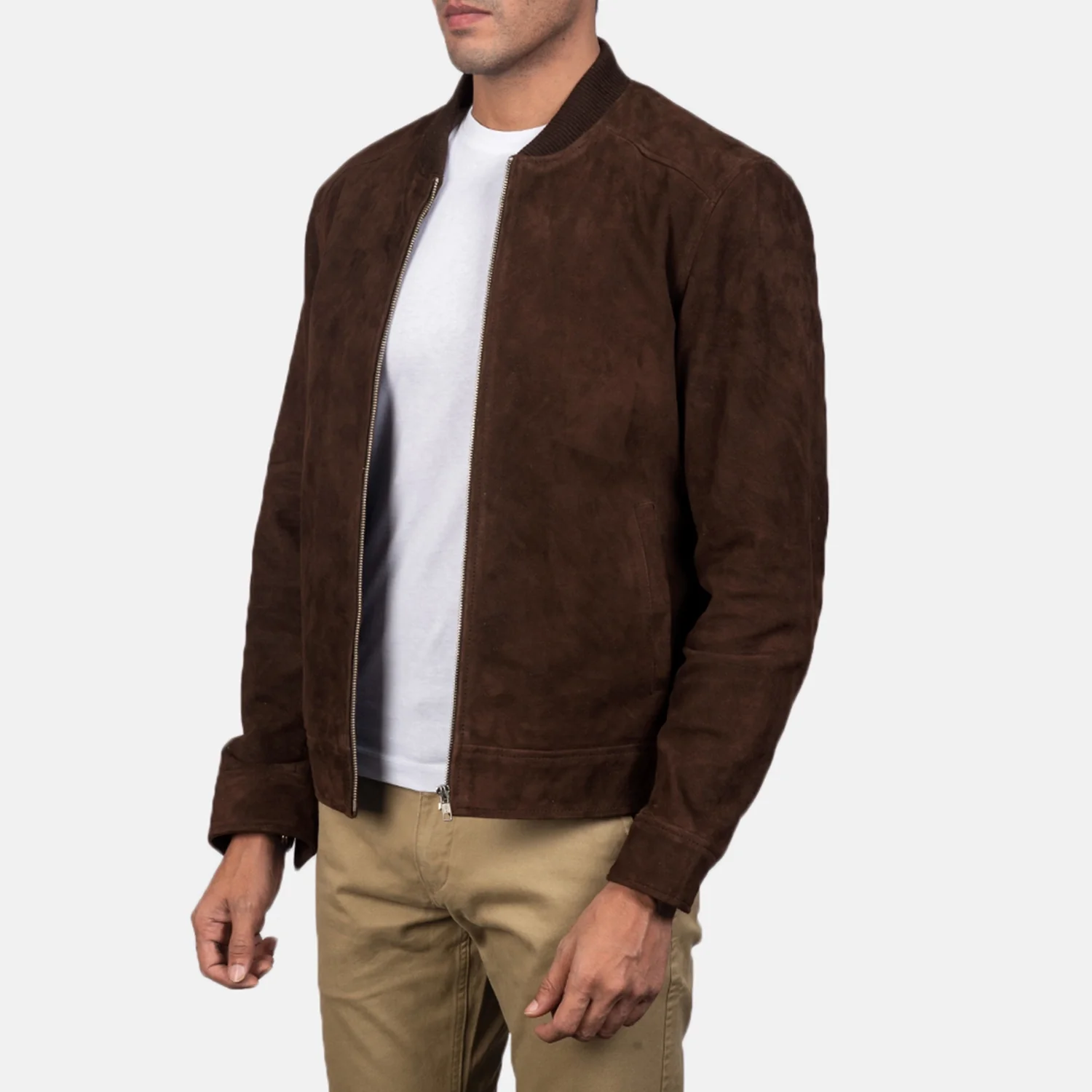 Blain Supreme Mocha Men Suede Bomber Jacket