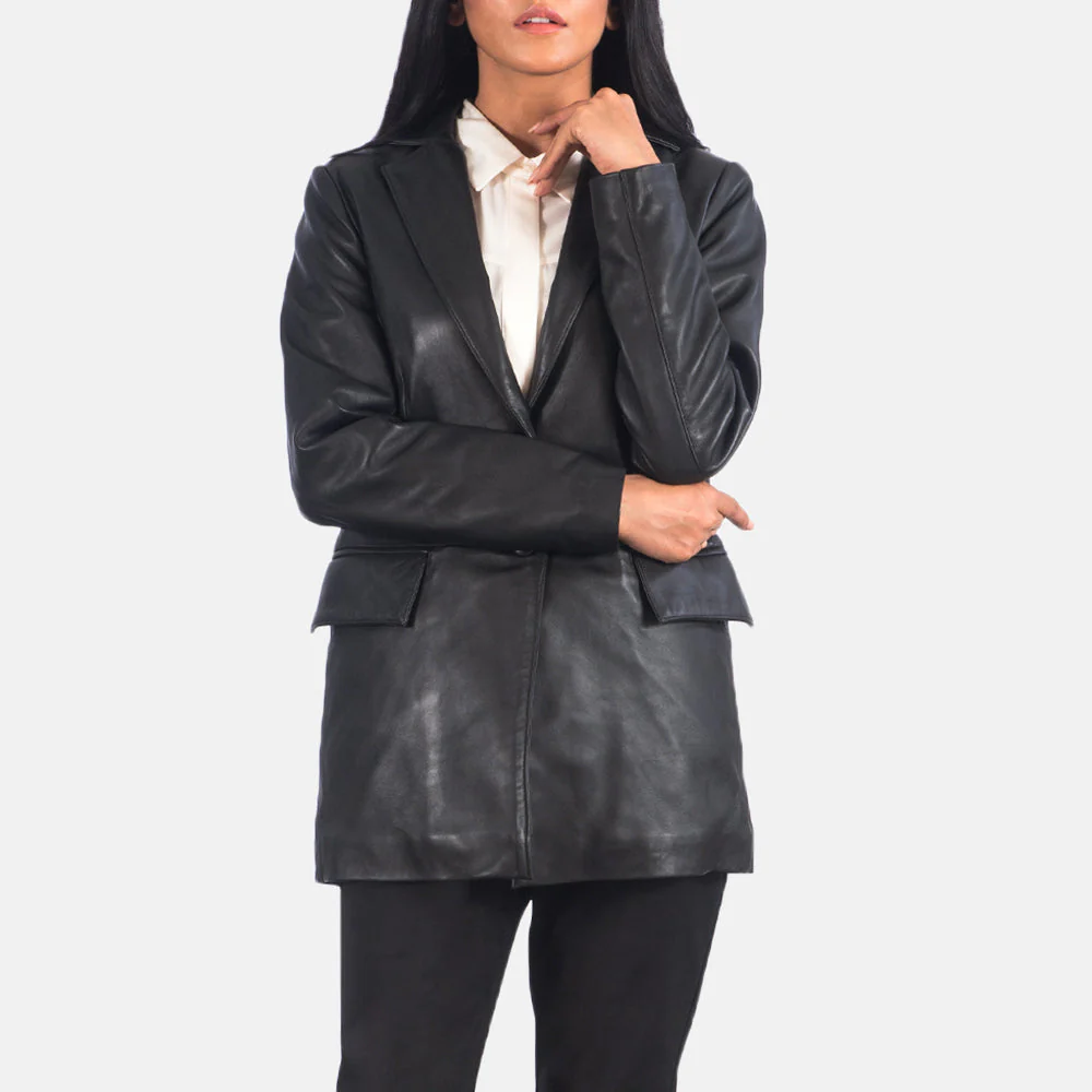 Women’s Black Real Leather Blazer | Timeless, Elegant & Effortlessly Stylish