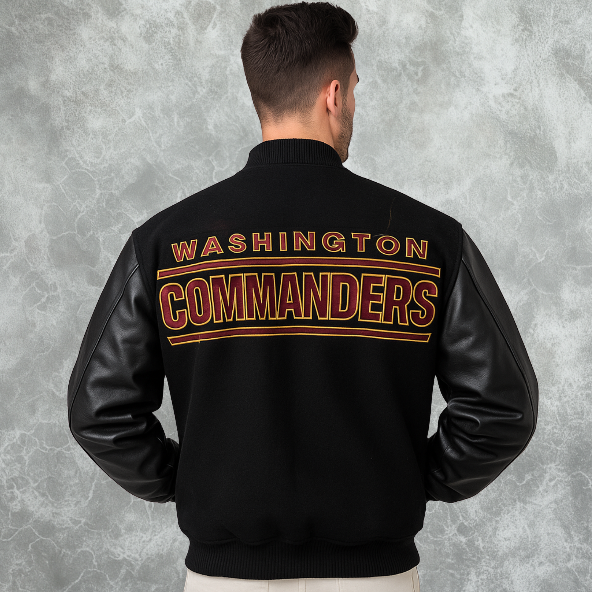  Washington Commanders Black Letterman Jacket For Men