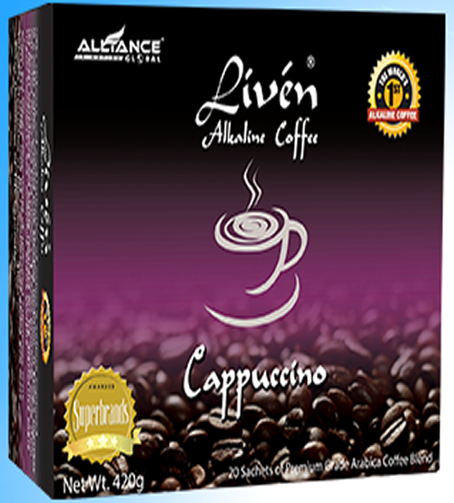 LIVEN ALKALINE CAPPUCCINO COFFEE of AIM Global 20 Sachets