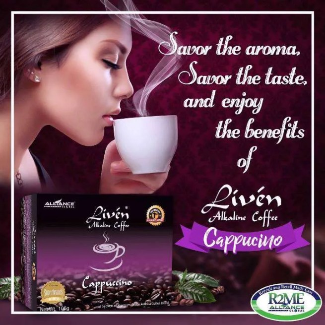 LIVEN ALKALINE CAPPUCCINO COFFEE of AIM Global 20 Sachets