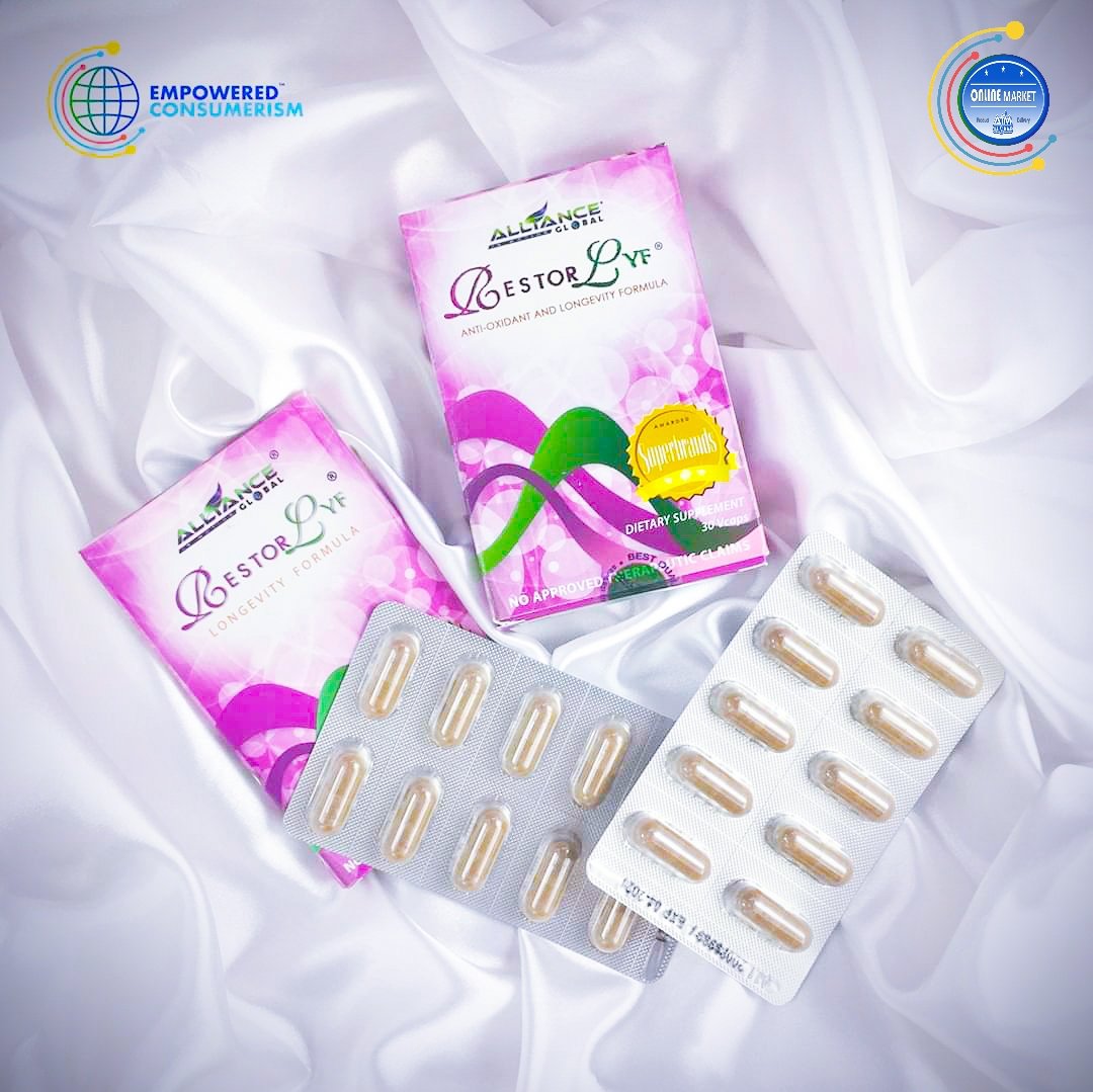 RestorLyf : Only Key to Prevent Aging ( Prolongs life span ) 30 V-Caps Anti-Aging AIM Global USA
