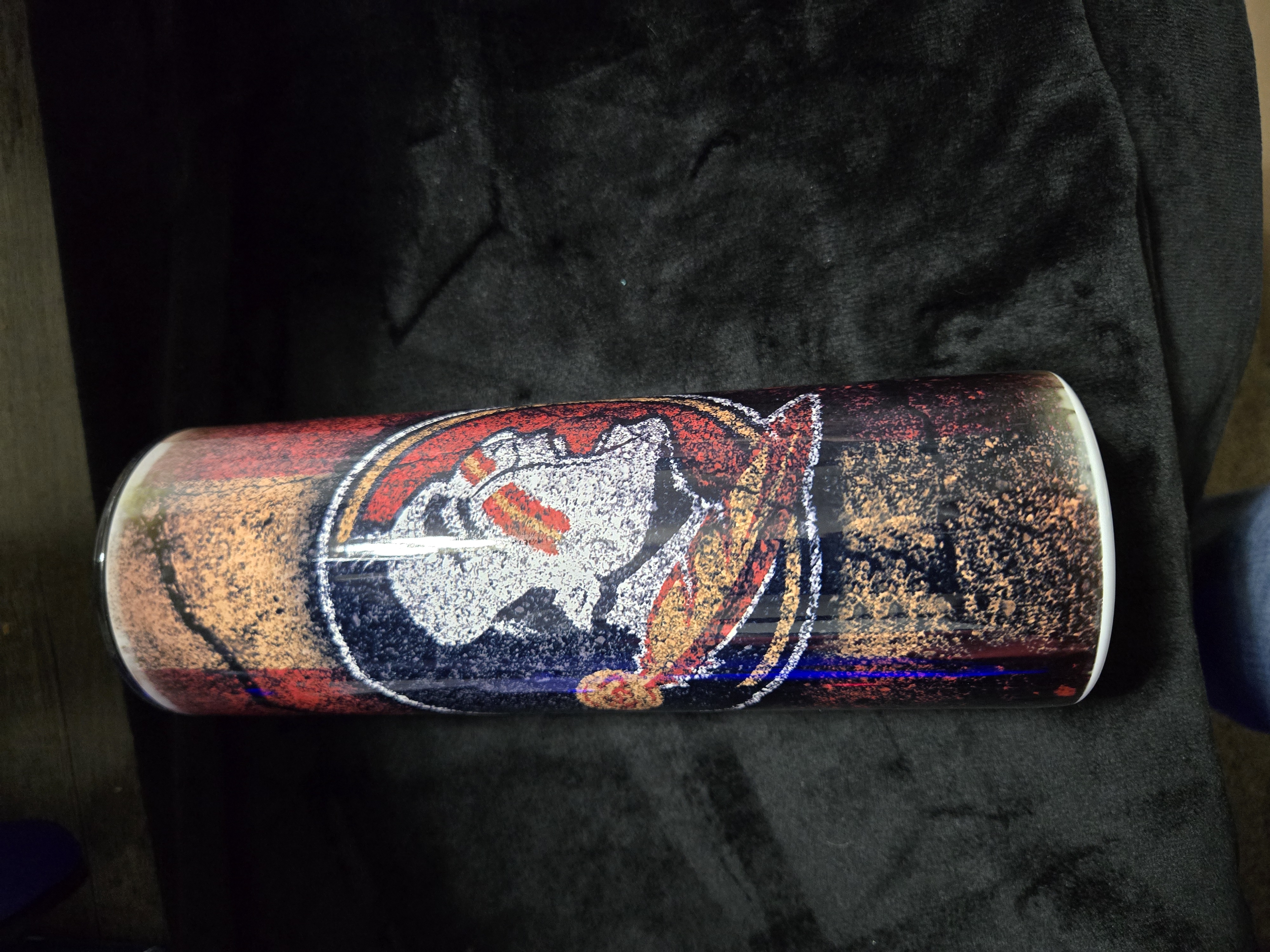 Decorative cylindrical tumbler