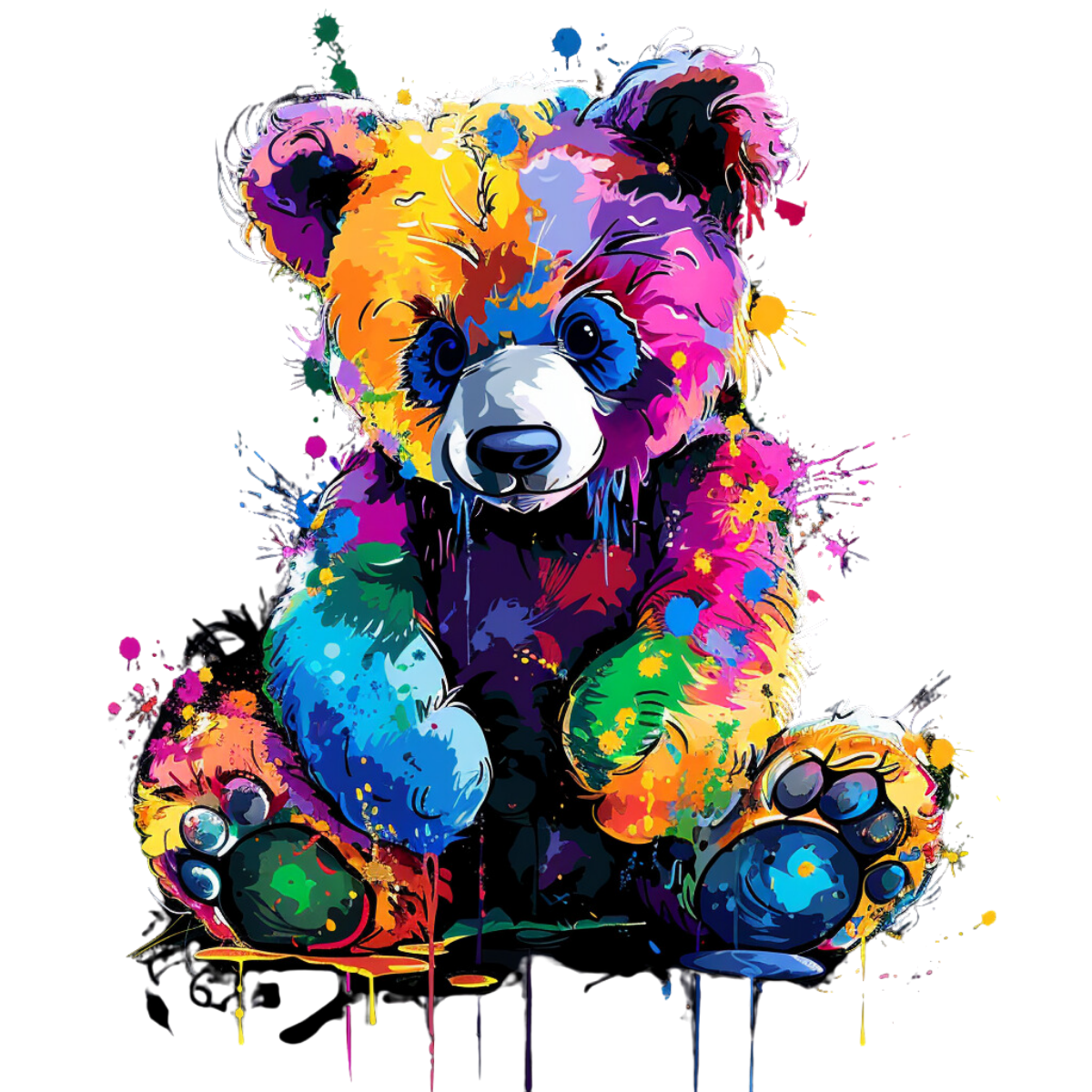 Colorful Splatter Teddy Bear