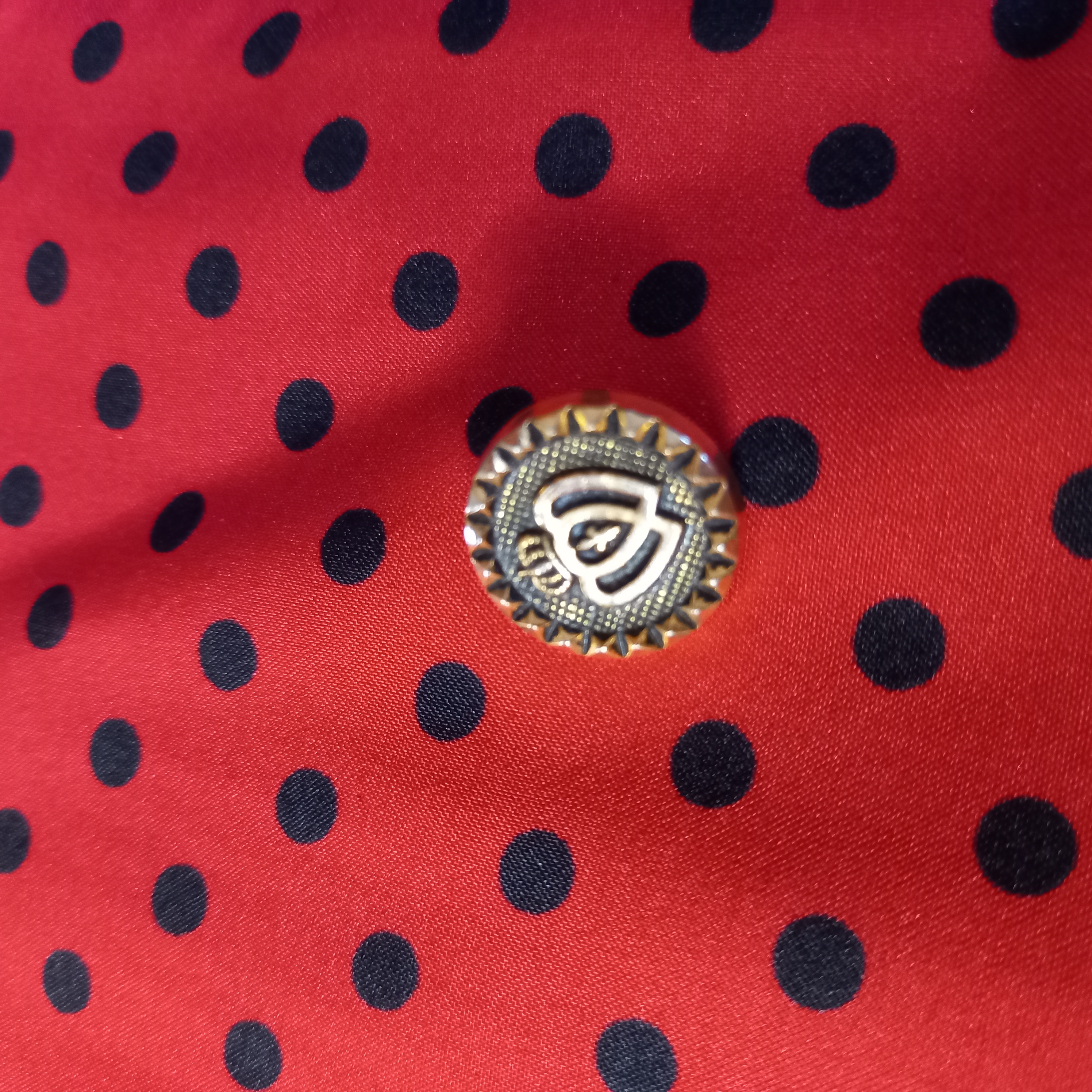 Mitaines rouge à pois noirs