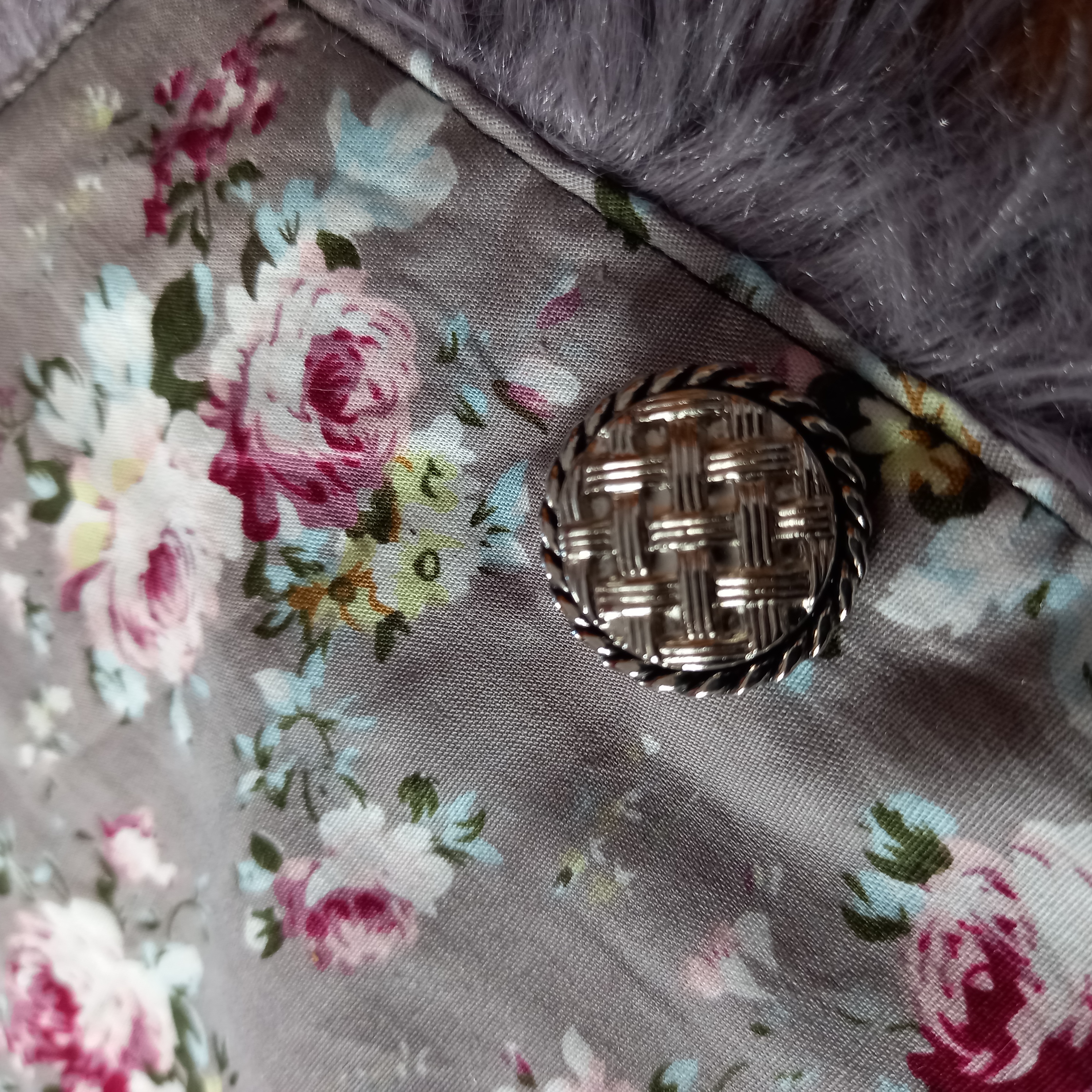 Mitaines fleuri parme/gris 