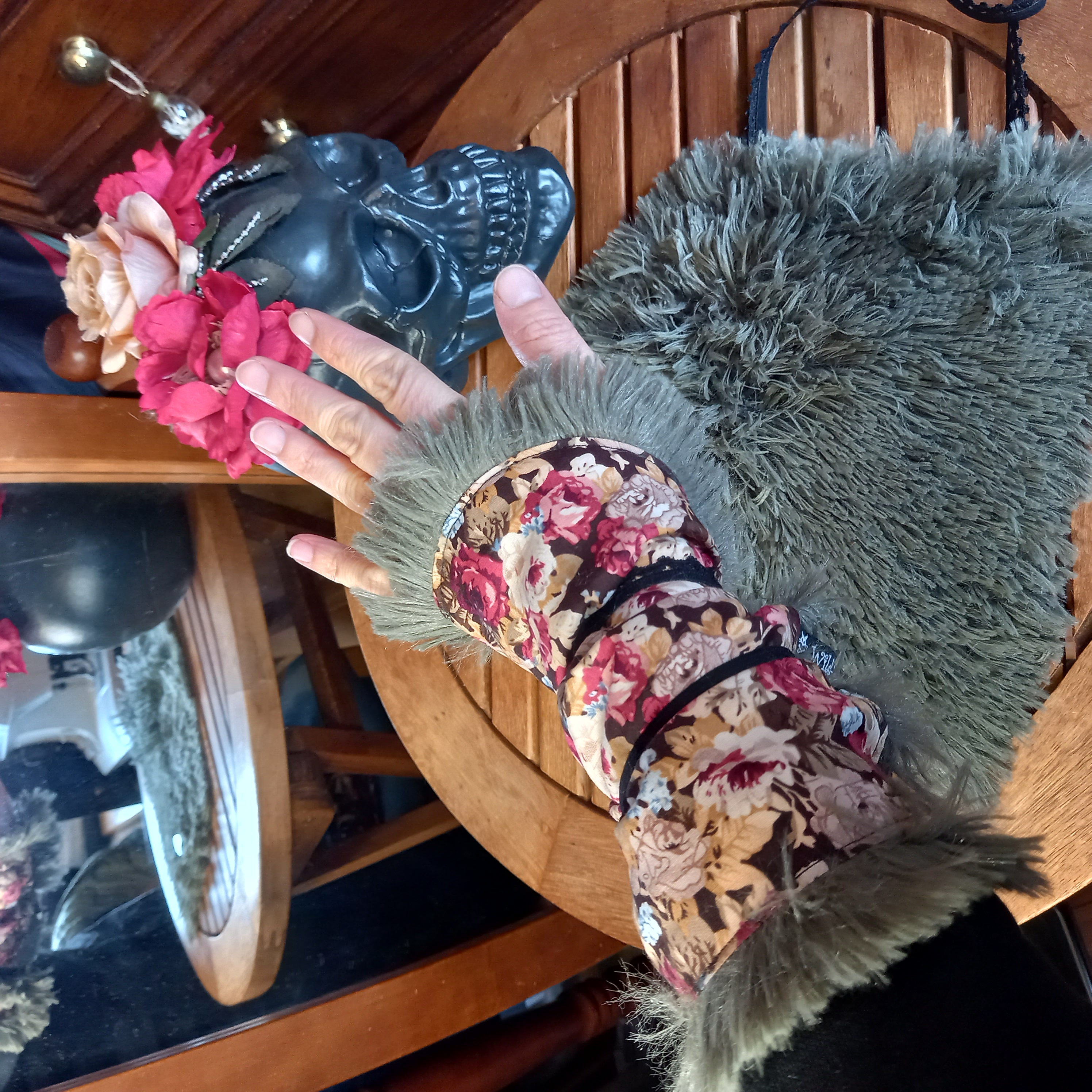 Mitaines fleuries kaki